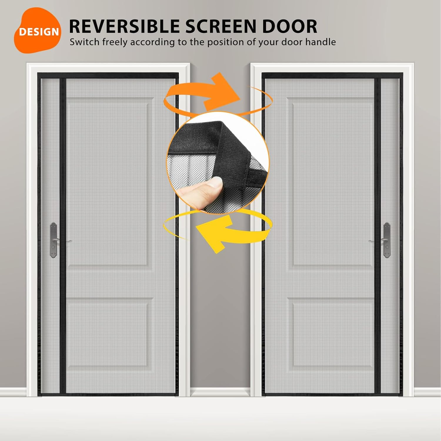 Screen Door Fly Screen Door, 80 X 230 Cm, Reversible Fly Screen Balcony Door with Left/Right Opening, Easy Access, Insect Protection - Black