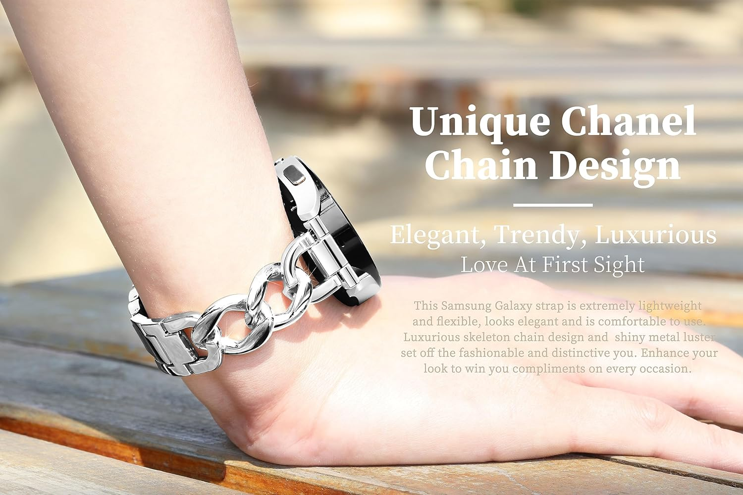 Ocaer Compatible with Samsung Galaxy Watch 7 & 6 Series & Watch 5 Pro & Active 2, Metal Band 20Mm (Silver) - A-Rose Gold image number 2