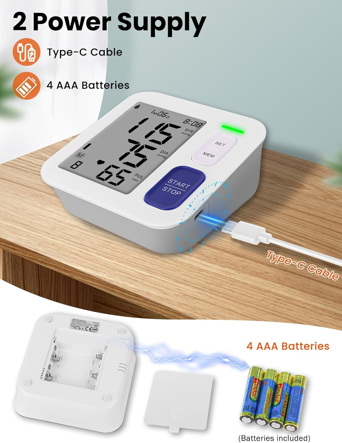 Blood Pressure Monitor for Home Use, Upper Arm Blood Pressure Machine with 9"-17" BP Cuff, 2 X 90 Memories, Carry Case and Batteries Included, Heart Rate Monitoring Meter for Nurse Diabetic Adult image number 5