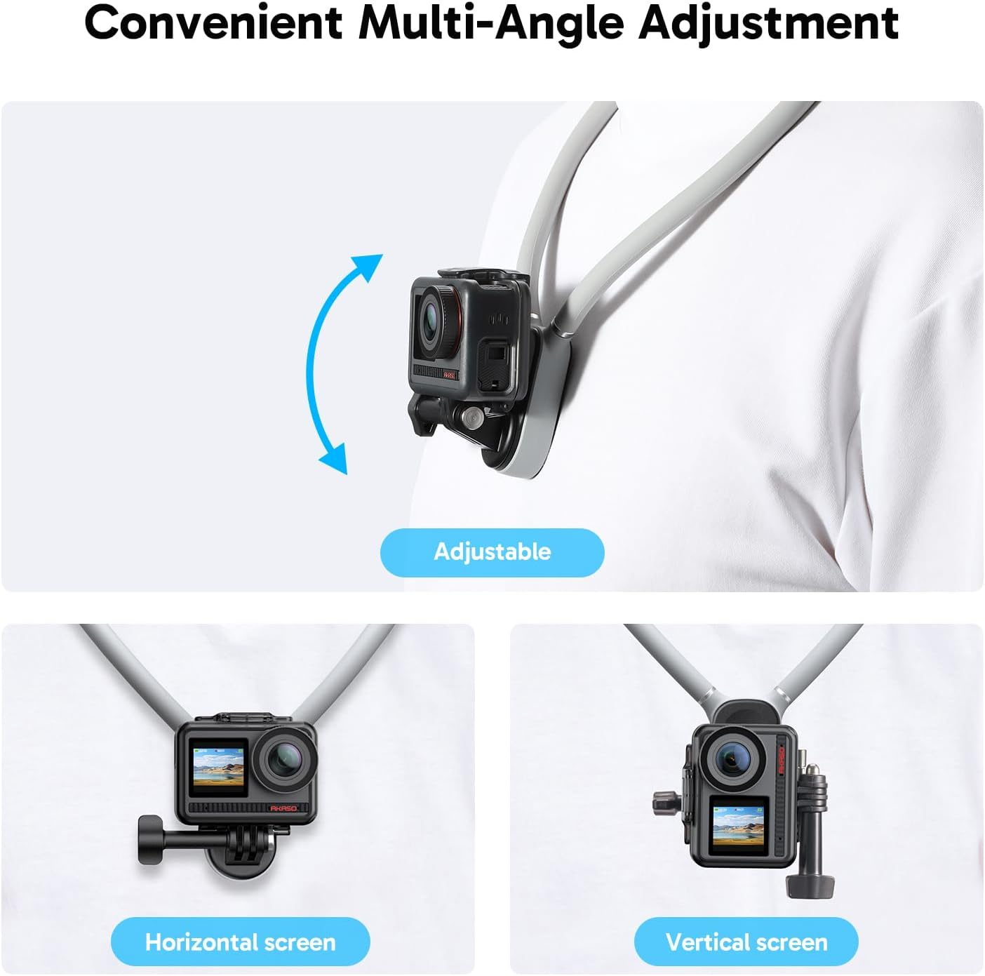 AKASO Magnetic Neck Mount Necklace Holder, Camera POV Mount Compatible with All AKASO Action Camera Models, Hero12/11/10/9/8/7/6/5/4/Max, Osmo Action and Most Action Cameras