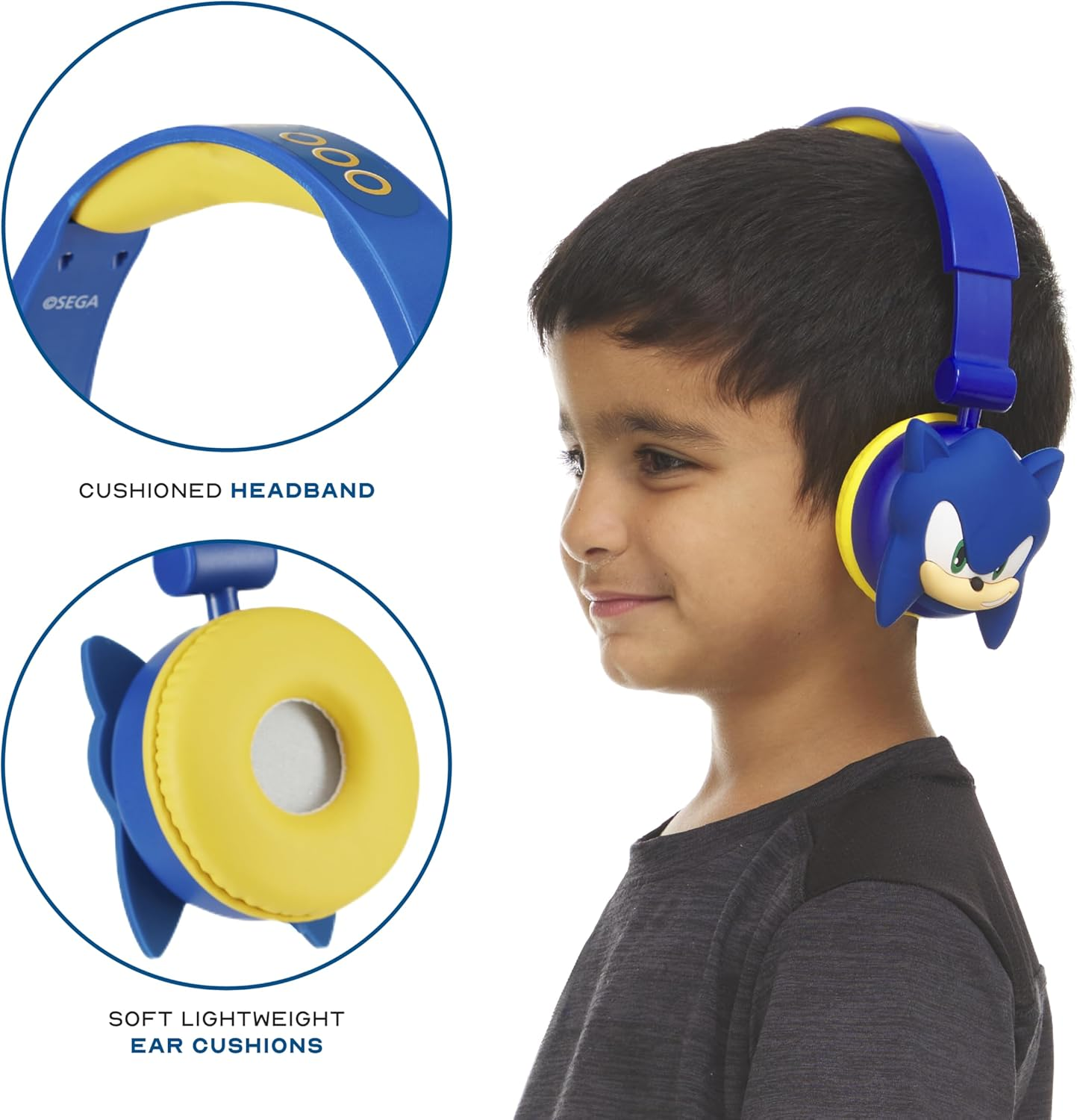 Sonic the Hedgehog Over-Ear Headphones for Kids - Adjustable Headband, Stereo Sound, Tangle-Free Cable, Volume Control, and 3.5Mm Jack - Perfect for School, Home, and Travel - Pj Masks image number 6