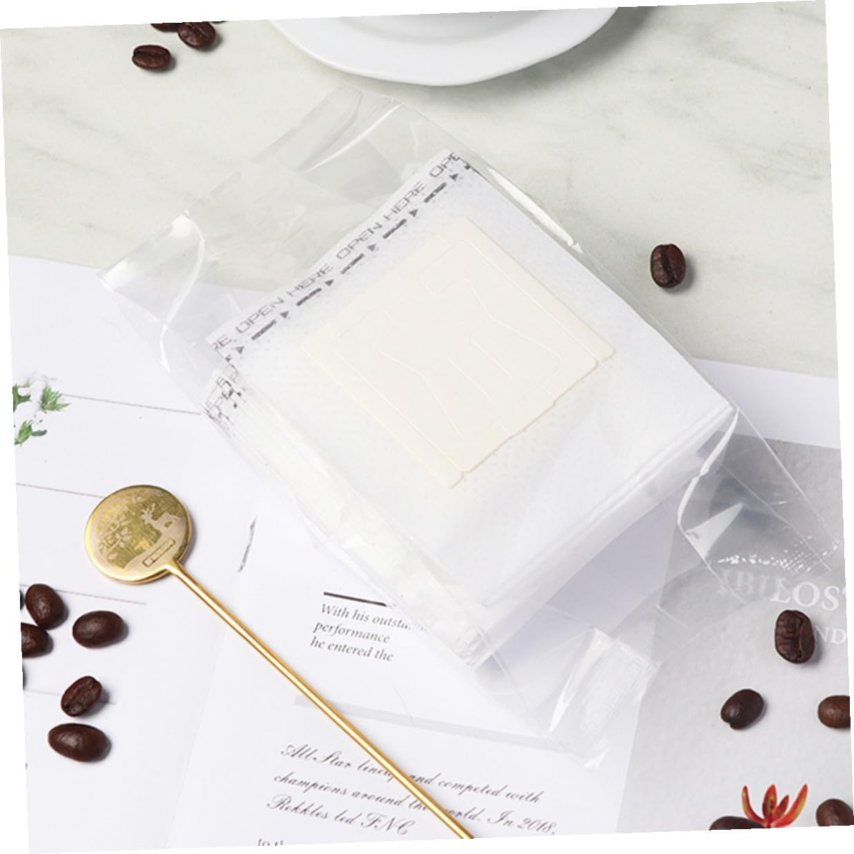 INOOMP 50Pcs Portable Hanging Ear Coffee Filter Bags Single Serve Drip Coffee Filters for Home Travel Office Fine Filtration Thickened Material Easy Brewing for Tea image number 4