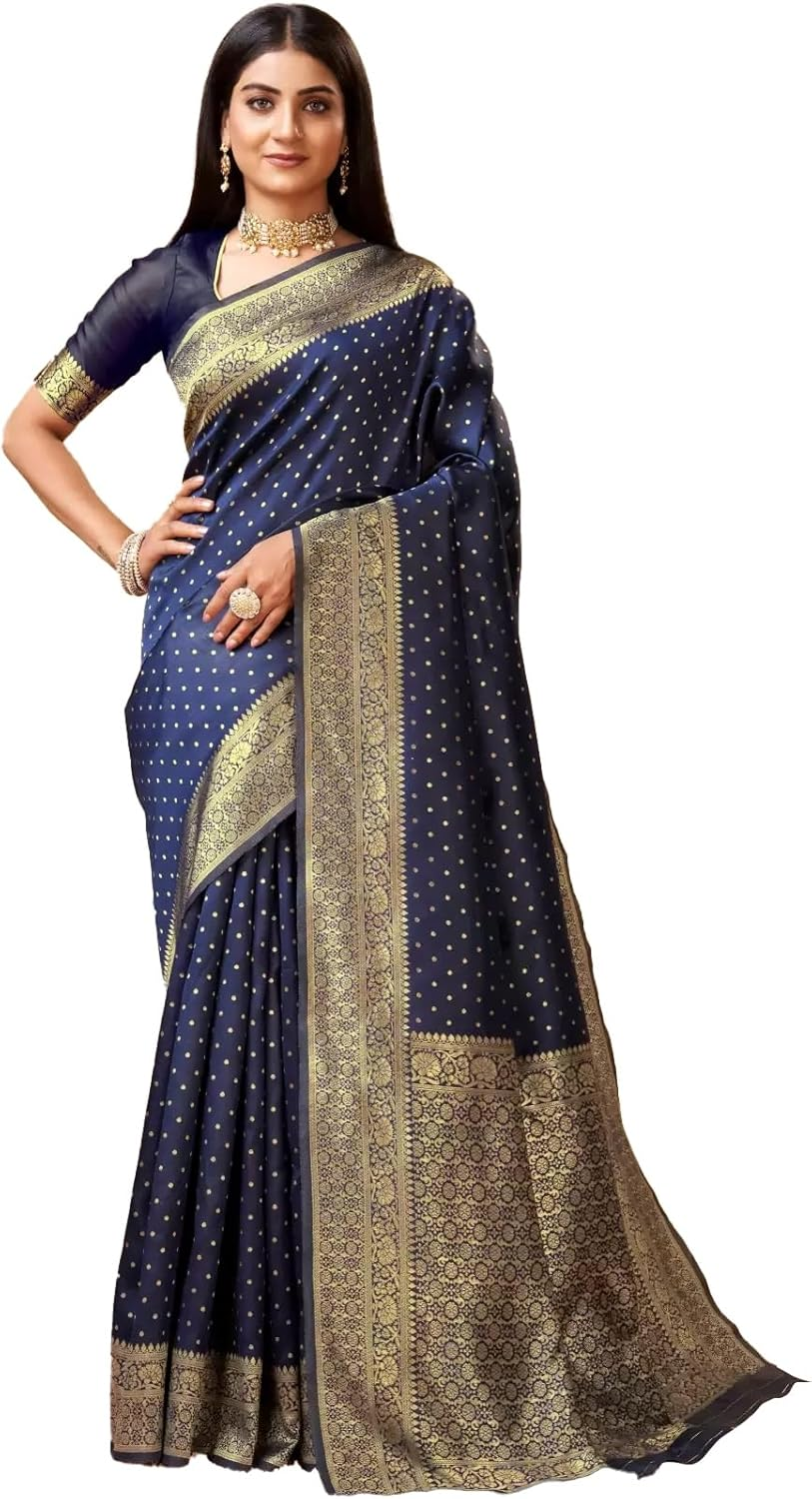 Sugathari Women'S Banarasi Saree Pure Kanjivaram Silk Saree Soft New Ladies 2023 Design Wear Pattu Sarees Latest Cotton Party Sari Collections with Blouse Piece for Wedding Sadi (SAM PARI-113) image number 3