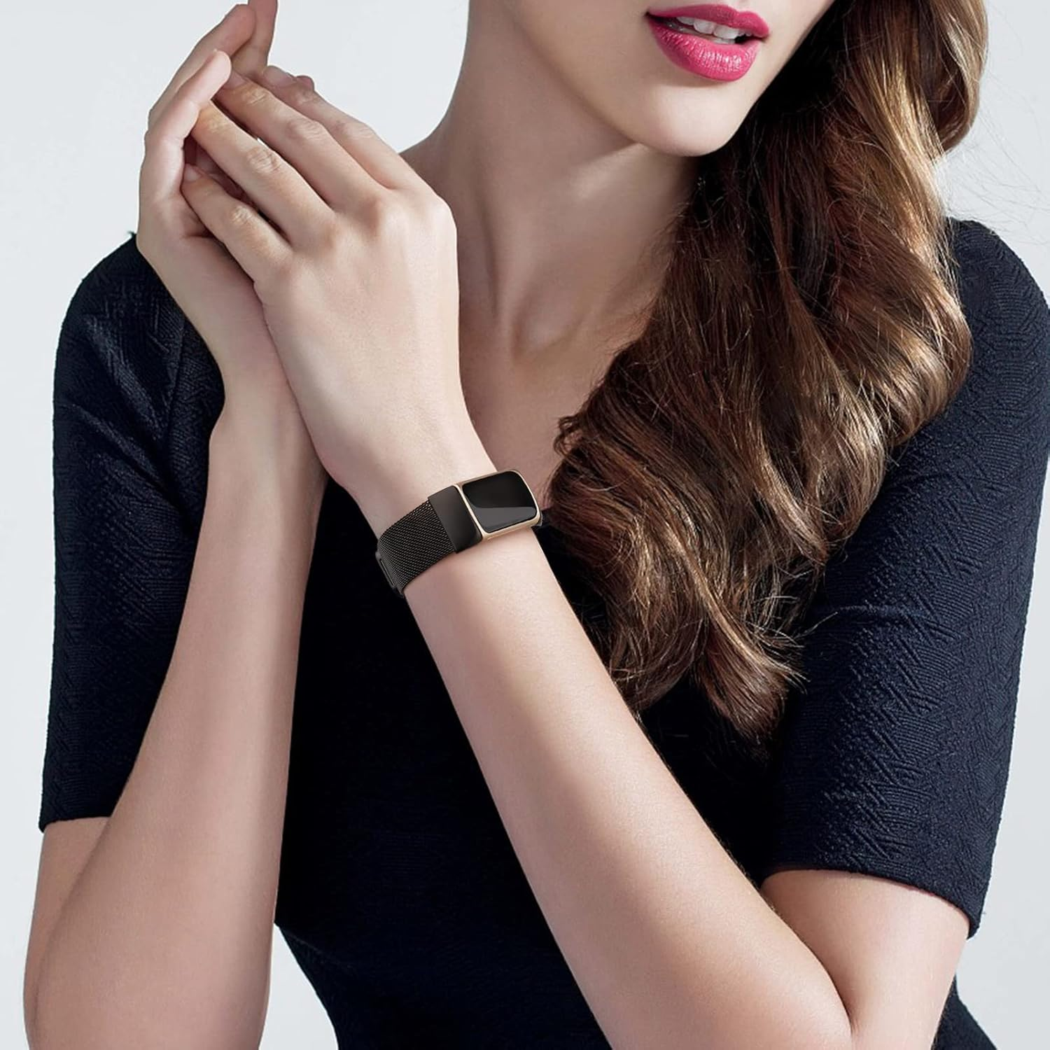 Meliya Metal Band for Fitbit Charge 6 Bands Women Men, Stainless Steel Mesh Loop Replacement Bracelet Strap for Fitbit Charge 6 Fitness Tracker image number 1