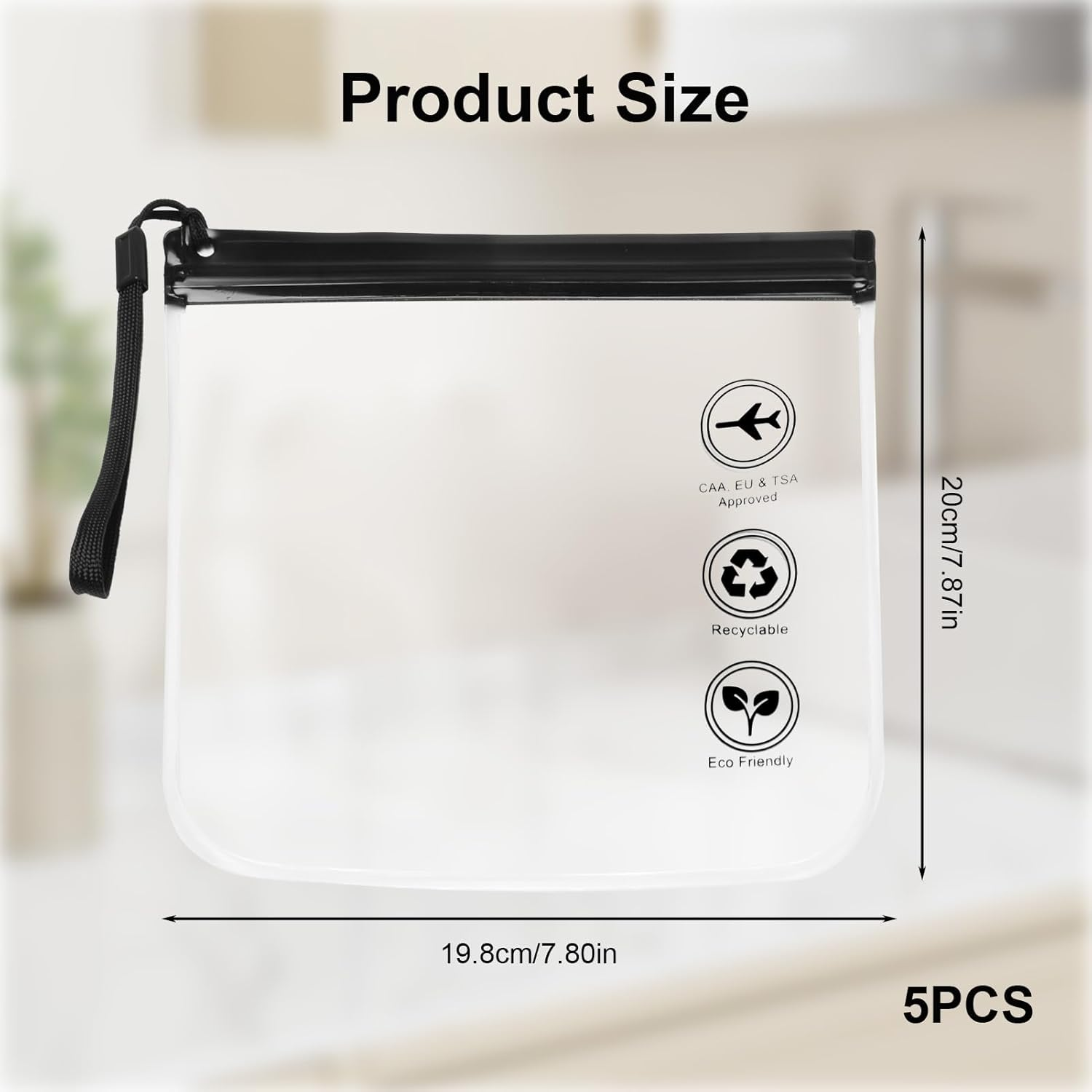 5PCS - TSA Approved Clear Toiletry Bag Set - Quart Size Travel Essentials for Liquids & Cosmetics - 3-1 - 1 Compliant Clear Travel Bags - Ideal Luggage & Travel Gear for Airport Security image number 4