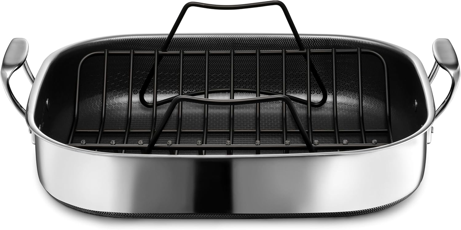 Hexclad Hybrid Nonstick Roasting Pan with Rack, Great for Broiling and Large Poultry, Dishwasher-Friendly, Oven-Safe up to 480&deg;C image number 1