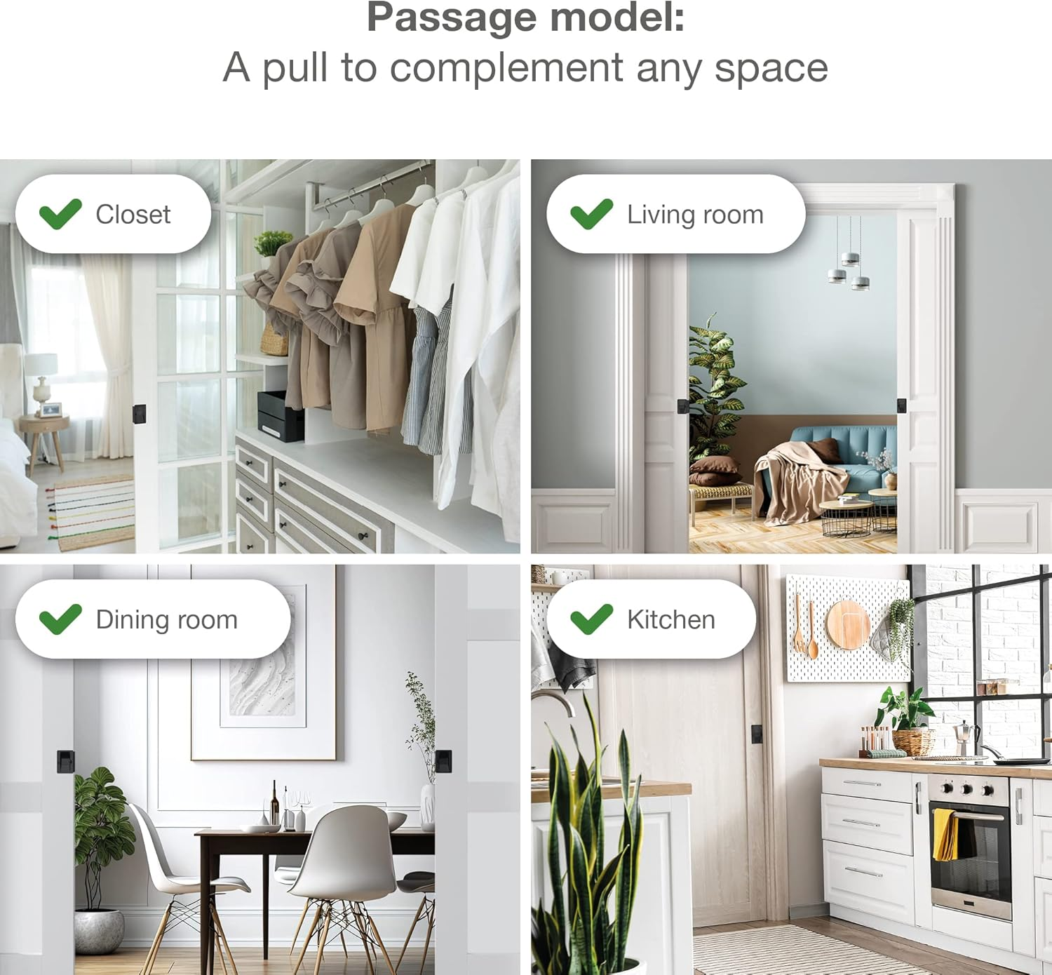 Onward 1700ANPSBC Pocket Door Pull with Passage Lock-Rectangular, Antique Nickel