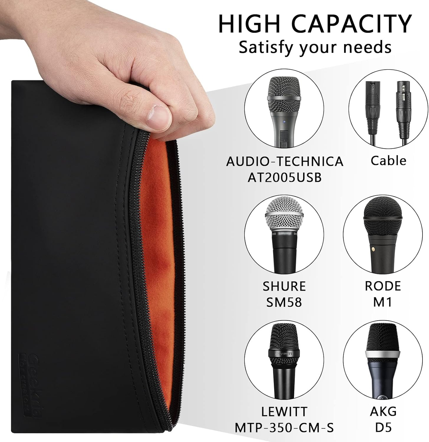 Geekria for Creators Microphone Zippered Pouch 3 Pack Compatible with Audio-Technica AT2005USB, Atr2100X-Usb, AT2010, Shure SM57, SM58, SM48, BETA 57A, AKG D5 Travel Protective Bag (Size S) image number 3
