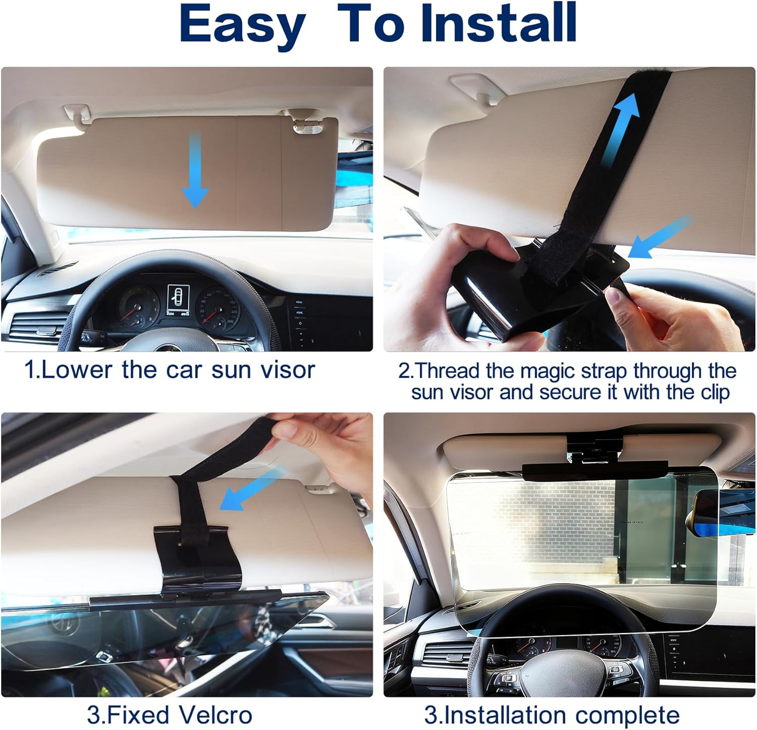 Car Visor Sunshade Extender, Adjustable Polarized Sun Visor Extender, Windshield Anti-Glare Uv-Filtering Sun Blocker for Safe Driving (Transparent)