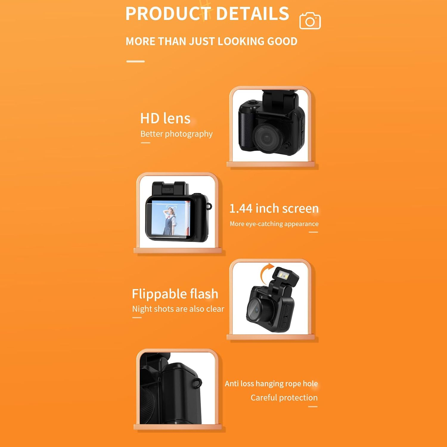 Bewinner Mini Keychain Camera for Students Recording Campus Time, 2MP 1080P HD Compact Vlog Travel Camcorder with Color Screen for Teens, Kids image number 6