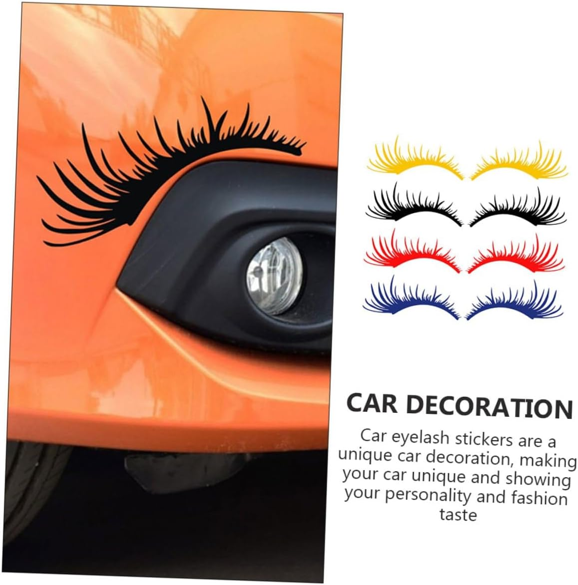 MAGICLULU 4 Pairs Car Eyelash Headlight Decals Auto Exterior Decor Multi-Color Pet Stickers Vehicle Styling for Cars Trucks Bikes image number 5