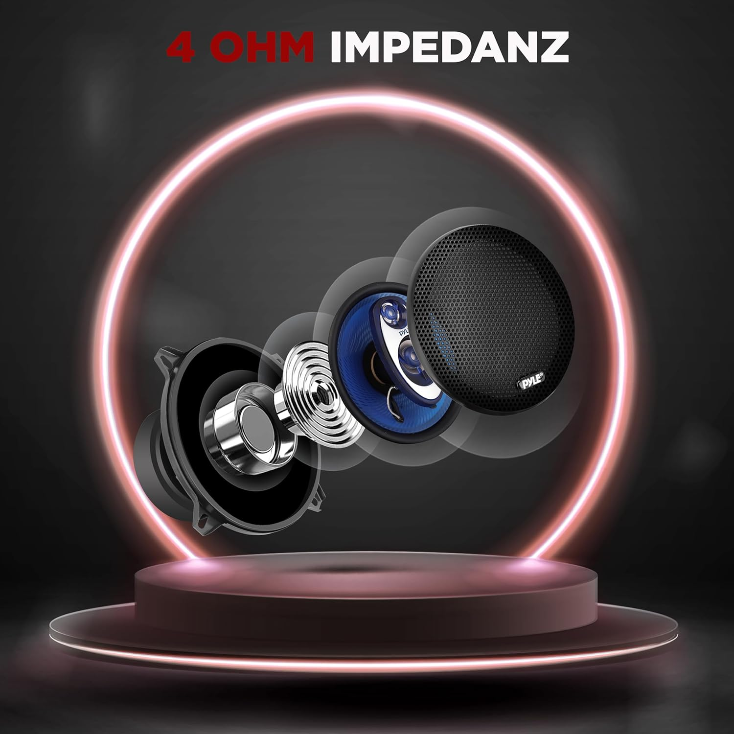 Pyle 5.25&rdquo; Car Sound Speaker (Pair) - Upgraded Blue Poly Injection Cone 3-Way 200 Watt Peak W/Non-Fatiguing Butyl Rubber Surround 100-20Khz Frequency Response 4 Ohm & 1" ASV Voice Coil image number 2