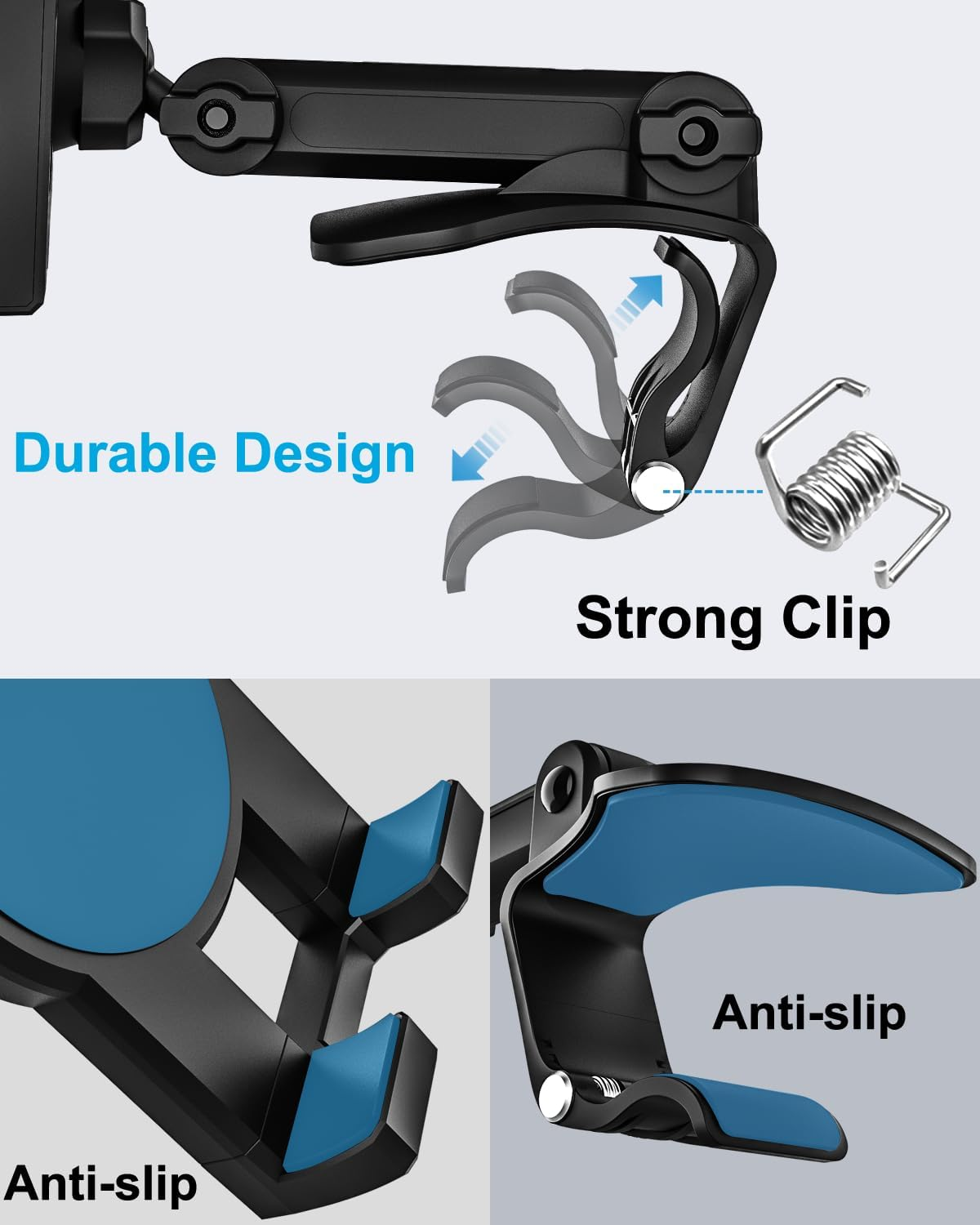 Dashboard Clip Car Phone Mount, Woleyi Car Sun Visor & Rearview Mirror Clamp Phone Tablet Holder with Adjustable Arm for Iphone 14 Pro Max 13 12 11 XS XR X 8, Ipad, More 4-11" Cell Phones and Tablets image number 3