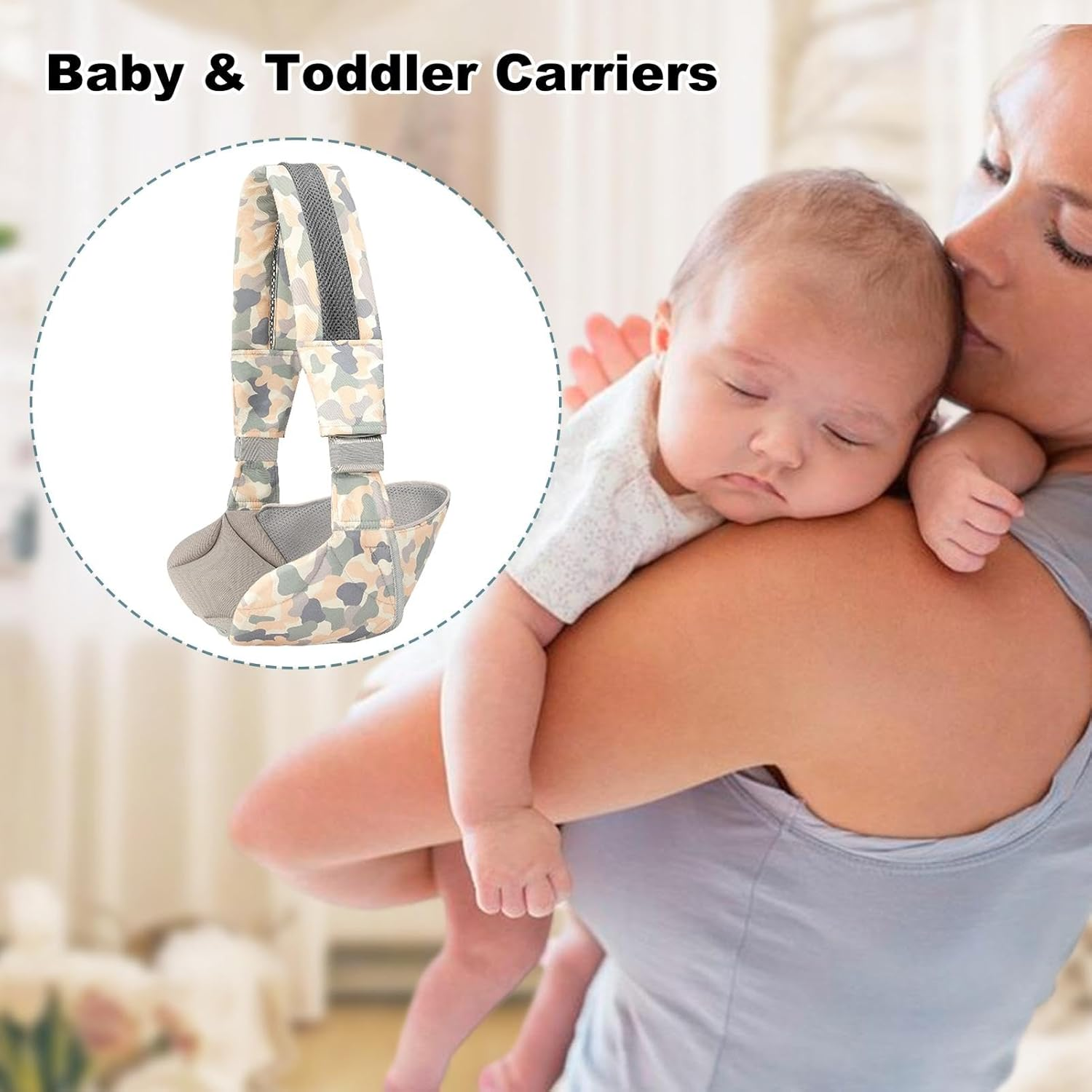 Misaakoeq Baby Holder Carrier | 1 Shoulder Toddler Carrier,Adjustable Baby Carrier Sling, Ergonomic Baby Hip Seat Carrier with Adjustable Patterned Strap for 20 Kg Baby - Geometry image number 3