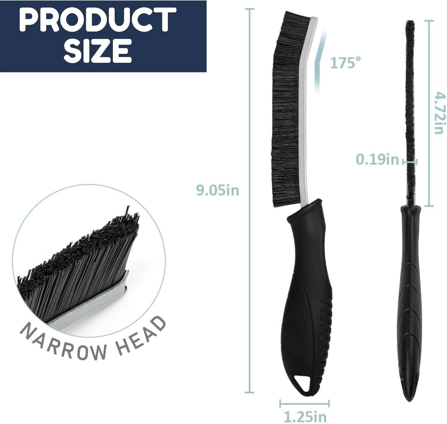 Heavy-Duty Crevice Cleaning Brush - Multi-Surface Hard Bristle Scrubber for Bathroom, Kitchen, Car, Grout & Tight Spaces, 25Cm Alloy Handle with Non-Slip Grip image number 2