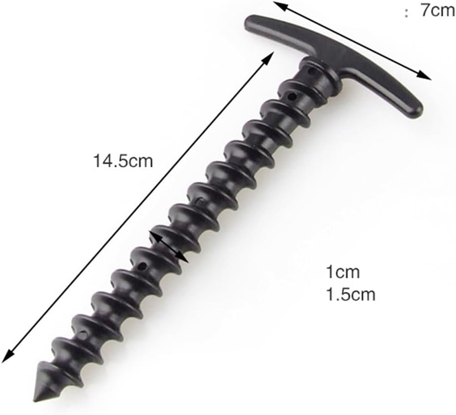 Happyyami Lightweight Nylon Tent Pegs 10 Pack Screw in Camping Stakes for Beach Muddy Grassland Outdoor Use image number 1