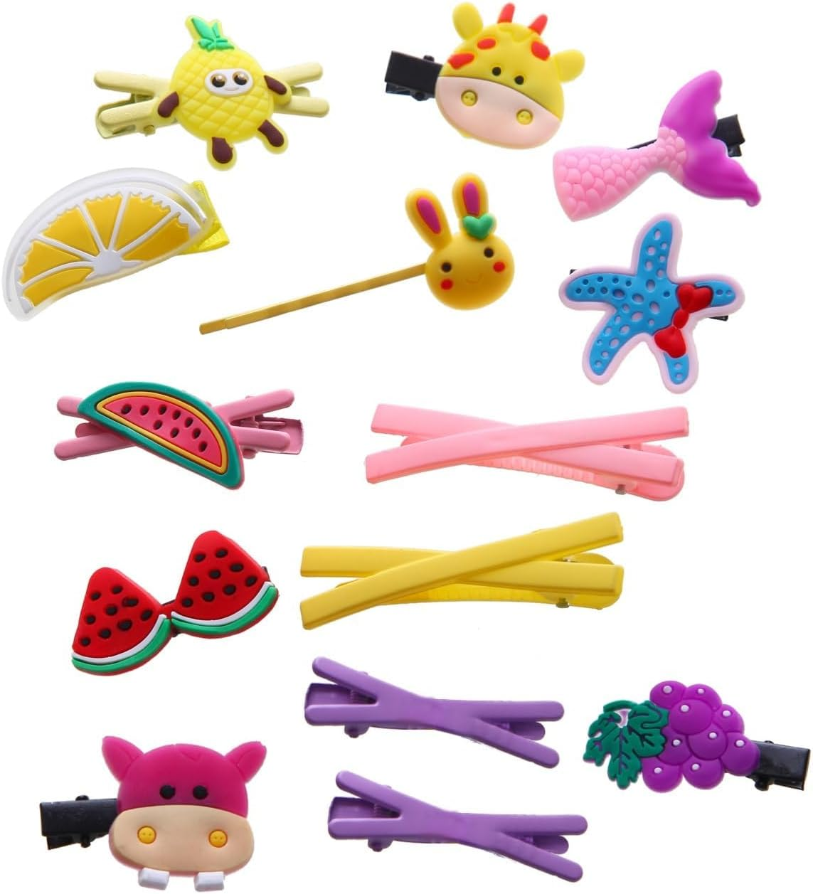 56PCS Toddler Hair Accessories Set: Colorful Rainbow Barrettes, Pins, Candy Fruits, Butterflies for Kids' Stylish Hairstyles image number 4