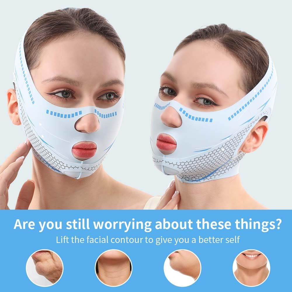 ECOMUSE Face Lift Tape,Chin Strap for Sleeping,V Line Lifting Mask Face Slimming Strap, Facial Lifting Mask,Jaw Strap for Sleeping,Double Chin and Sagging Shape and Tighten Face image number 2