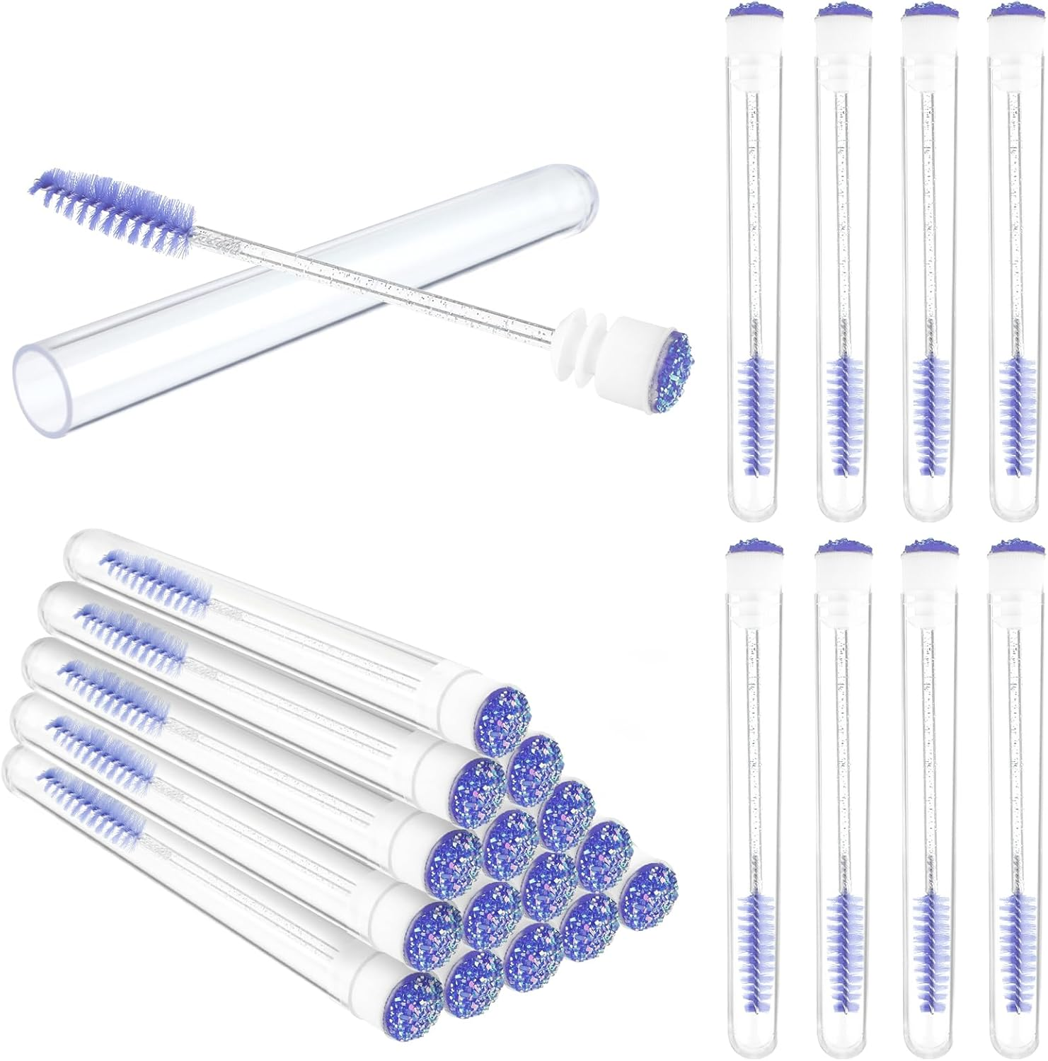 Disposable Mascara Wand Tubes, 40 PCS Bendable Eyelash Brush Lash Brushes Spoolie Lash Applicators Kits Supplies for Eyelash Brow Extensions Makeup (Purple) image number 4