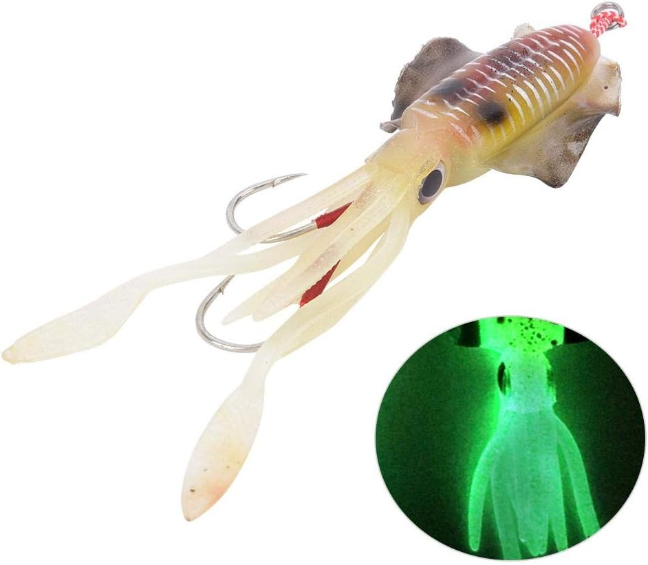 Fishing Lures, Soft Luminous Fishing Bait Squid Jig Fishing Tackle Octopus Squid Lure Fishing Tackle Accessory for Saltwater Ocean Fishing image number 5