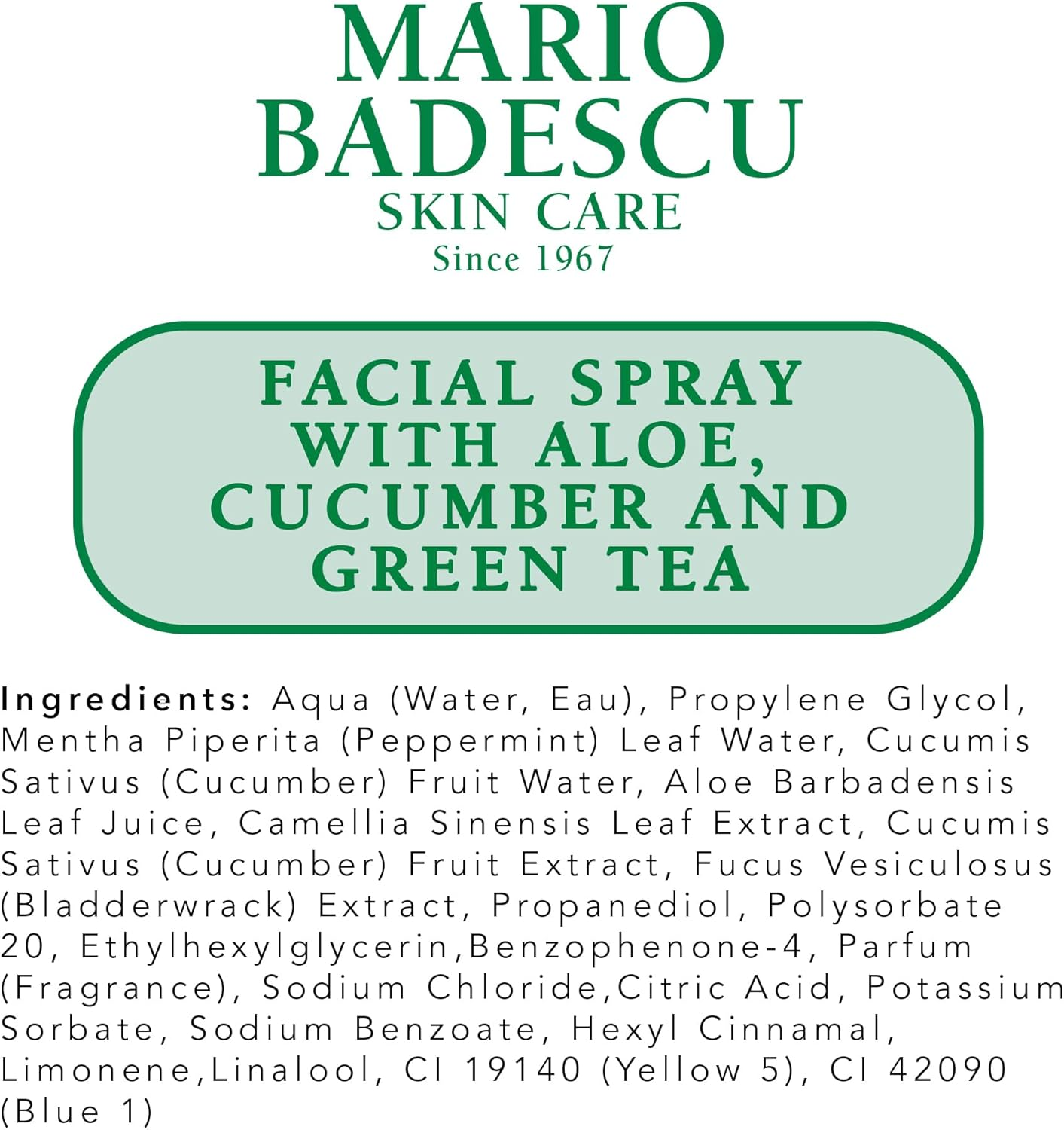 Mario Badescu Facial Spray with Aloe, Cucumber and Green Tea for All Skin Types | Face Mist That Hydrates & Invigorates | 4 Fl Oz(Pack of 2)