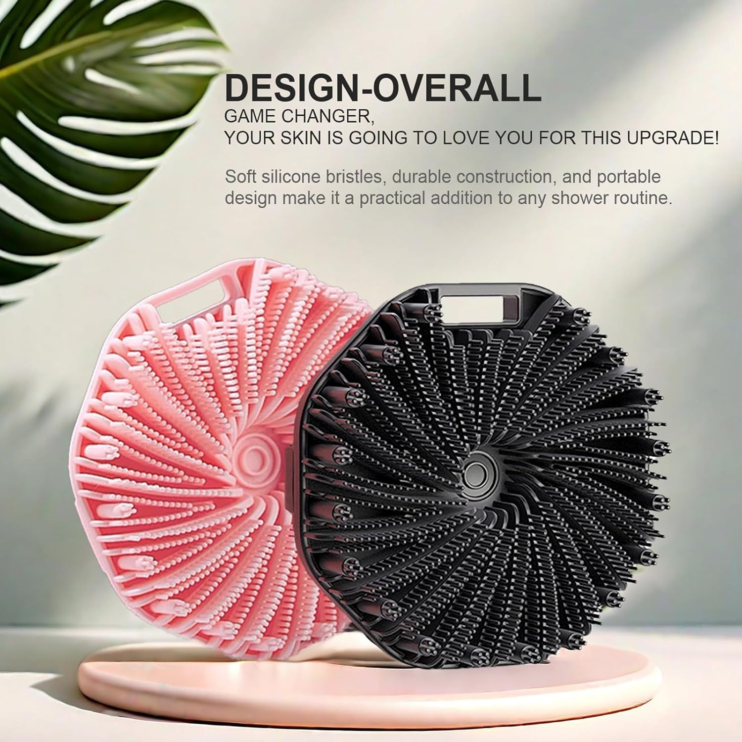 Silicone Body Scrubber, Exfoliating Body Scrubber for Sensitive Skin, Non-Slip Shower Scrubber for Body, Silicone Body Brush for Showering, Charcoal, Effective Showering Exfoliation, Gentle Massage image number 3