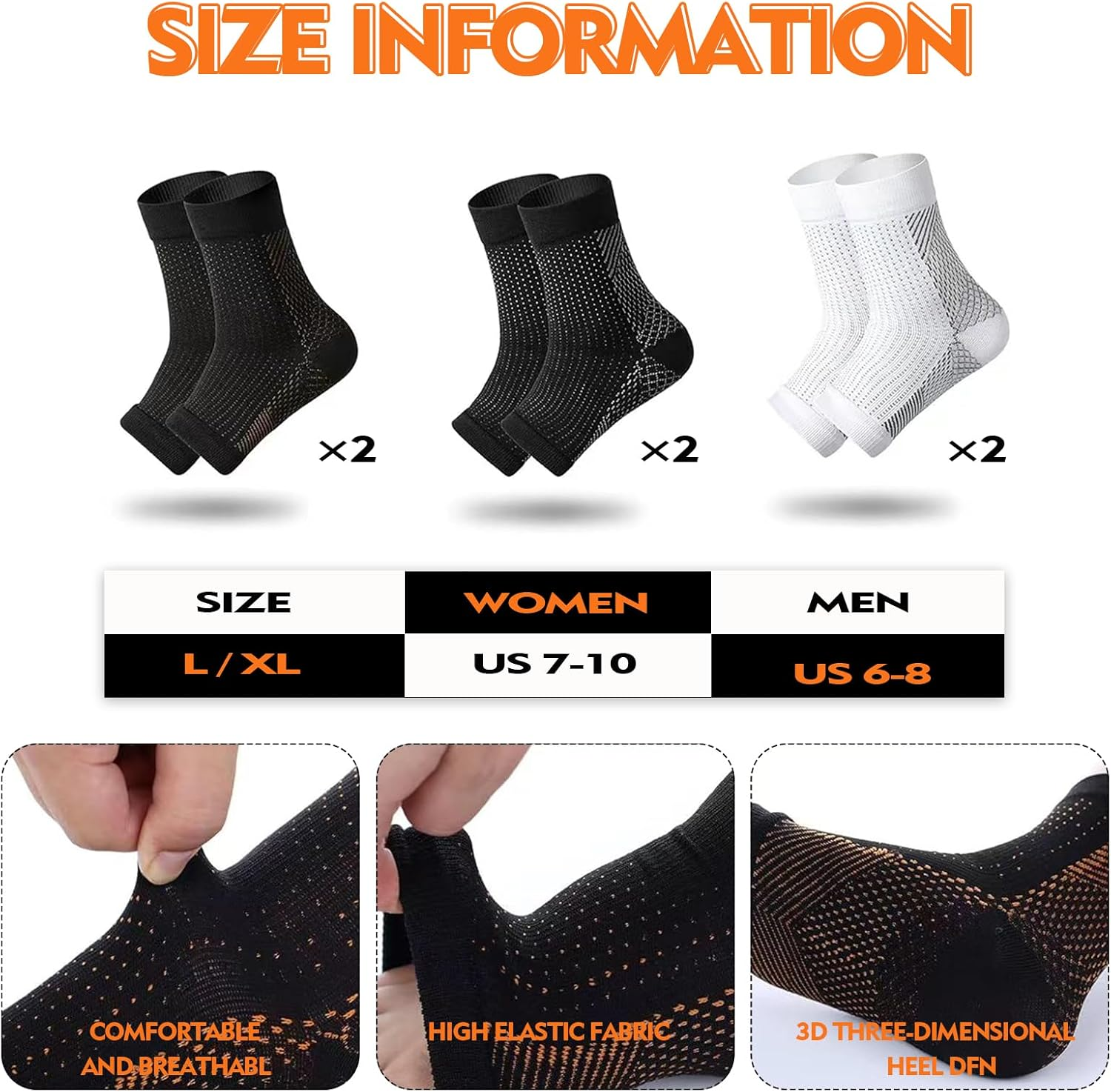 4 Pairs Neuropathy Socks for Women Men - Compression Socks for Neuropathy Pain Relief for Feet- Ankle Compression Sleeve Support, Soothe Socks Plantar Fasciitis, Ankle Swelling, Foot Pain image number 1