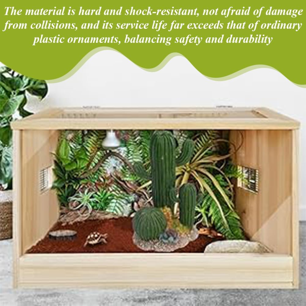 Artificial Cactus Statue/Simulated Cactus Ornament,Plants Terrarium Decoration & Desert Decor,Reptile Box Decoration for Reptile Animal Enclosures image number 1
