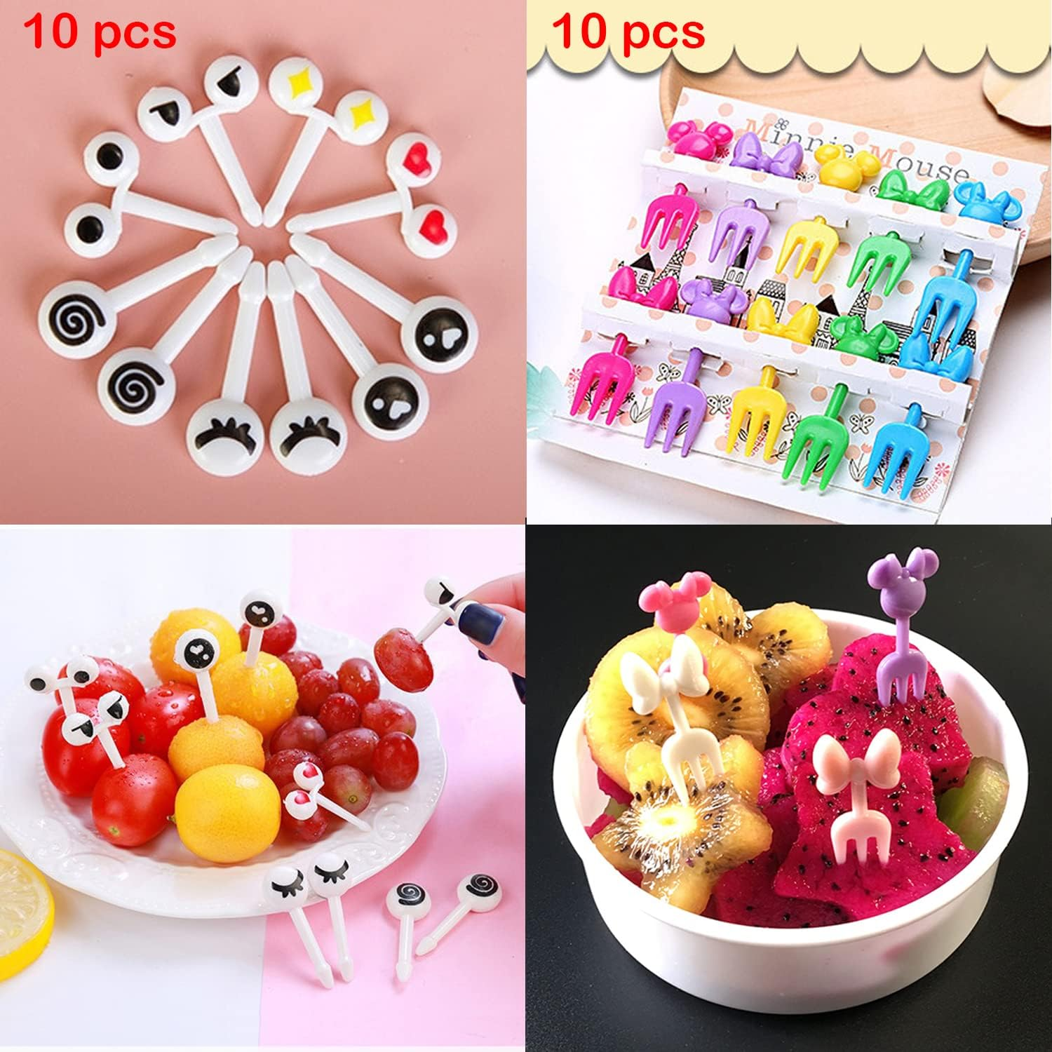 Mini Cartoon Fruit Forks, 68 Pcs Cartoon Animal Fruit Pick Food Picks, Little Fruit Food Picks, Lunch Bento Box Picks Cartoon Toothpick Mini Cupcake Fork Picks Cake Picks Food Toothpick image number 3
