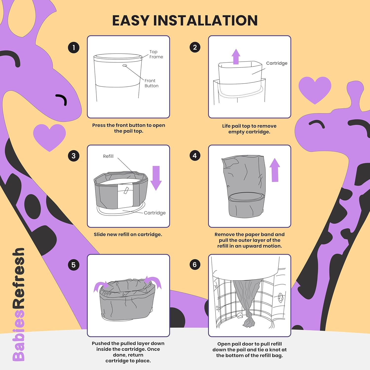 Refills Compatible with DEKOR plus Diaper Pail Refills | 8 Pack | Diaper Pail Odor Eliminator| Fresh Powder Scent | Each Diaper Bag Refill Holds up to 4640 Diapers | Diaper Bin Refill