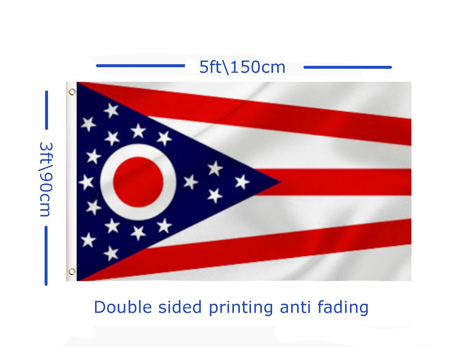 LARGE Ohio Flag, 3X5Ft Ohio State Flags Banner for Indoor Outdoor Decoration of Canada Yards.Parade or Express Mood image number 1