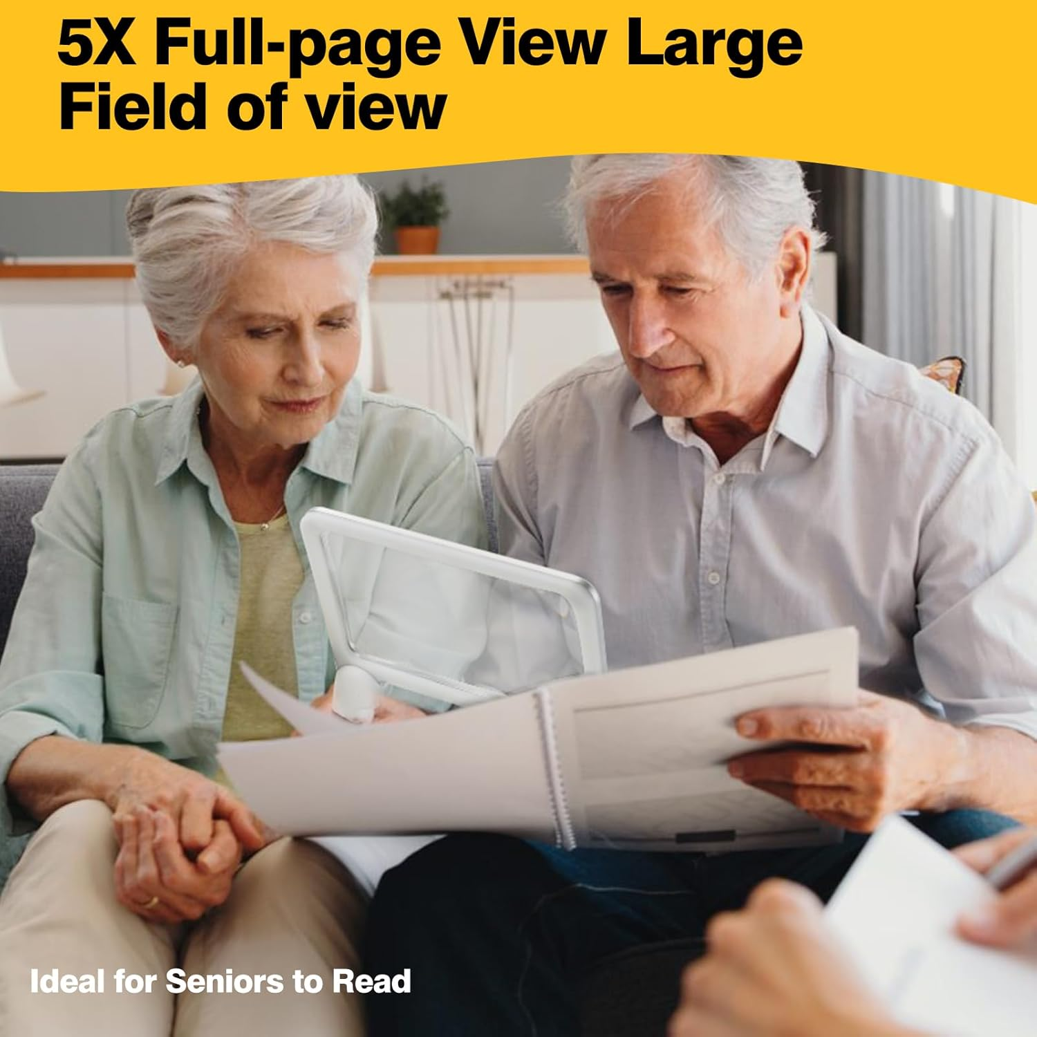 SZMDLX 5X Large Reading Magnifier, Folding Handheld Magnifying Glass with Light 48LED Cold & Warm Light with 3 Modes for Seniors Low Visions Newspaper Books Small Print, Rectangle Lighted Magnifier image number 6