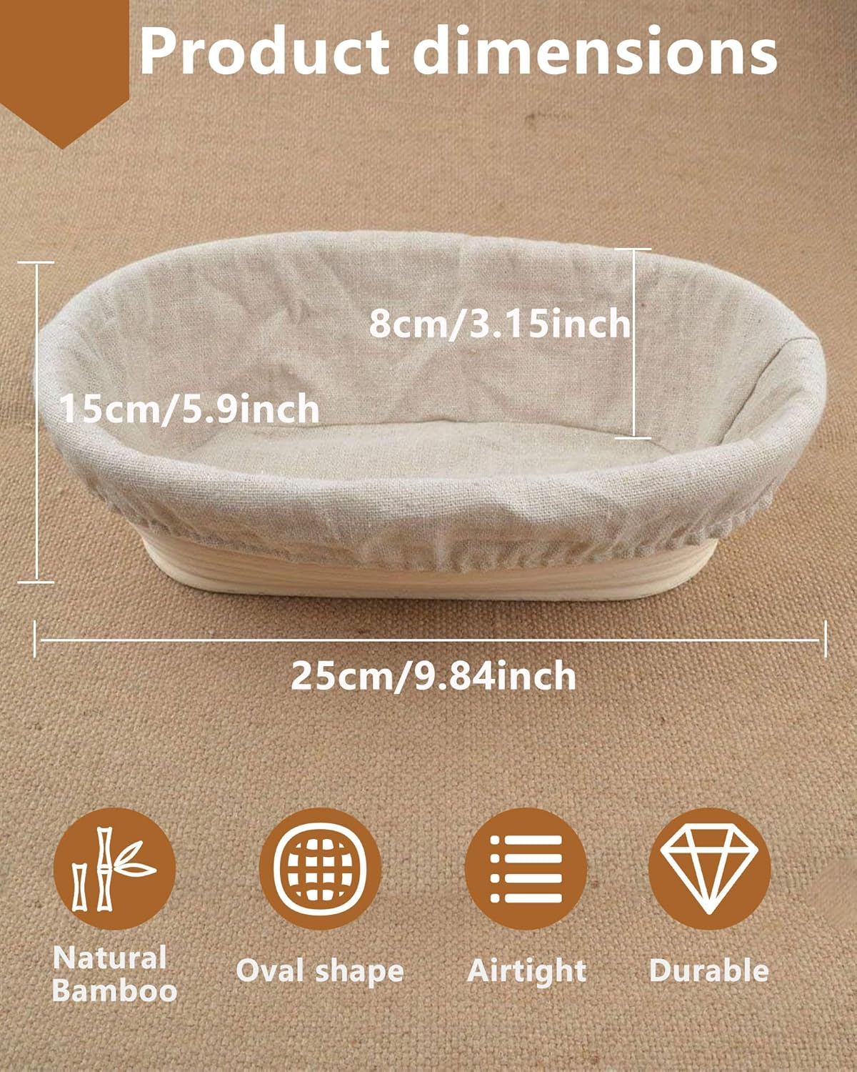 Oval Bread Proofing Basket Rattan Banneton Brotform Sour Dough with Linen Liner Bread Proofing Baskets image number 1