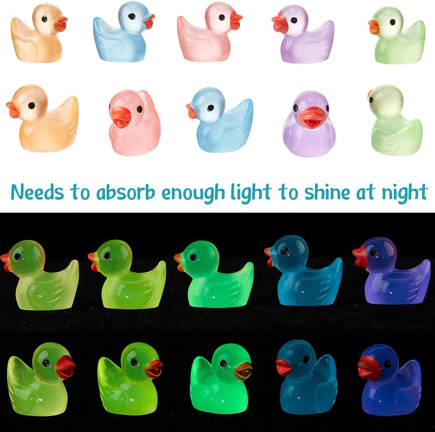 100 Pcs Mini Animals Miniature Resin Figurines in the Mini Animals Garden Miniature Moss Landscape DIY (Duck) image number 3
