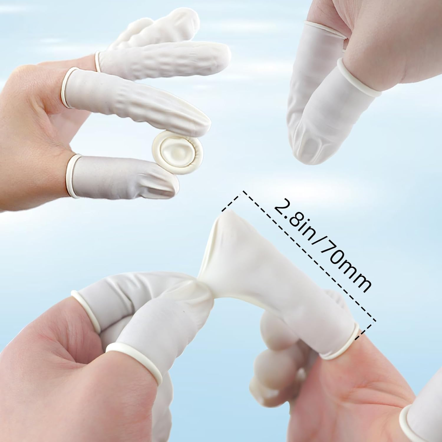 (Approx 300 Pcs) Finger Covers,Latex Finger Covers Disposable Gloves,Thumb and Fingertip Protector Finger Glove,Suitable for Cleaning Beauty Electronic Component Repair Handmade Oroduction(Whiter) image number 2