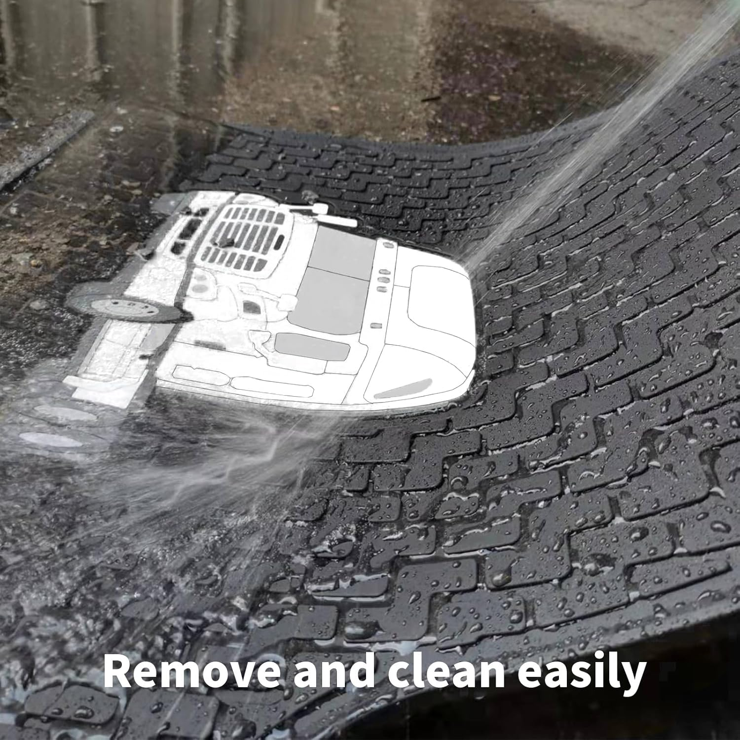 TUSPUR Floor Mat for Freightliner Cascadia 2008-2016 Set Rubber Black Updated Non-Slip for Cascadia Floor Mat Semi Truck Accessories All-Weather Right Passenger/Left Driver Side (White) image number 1