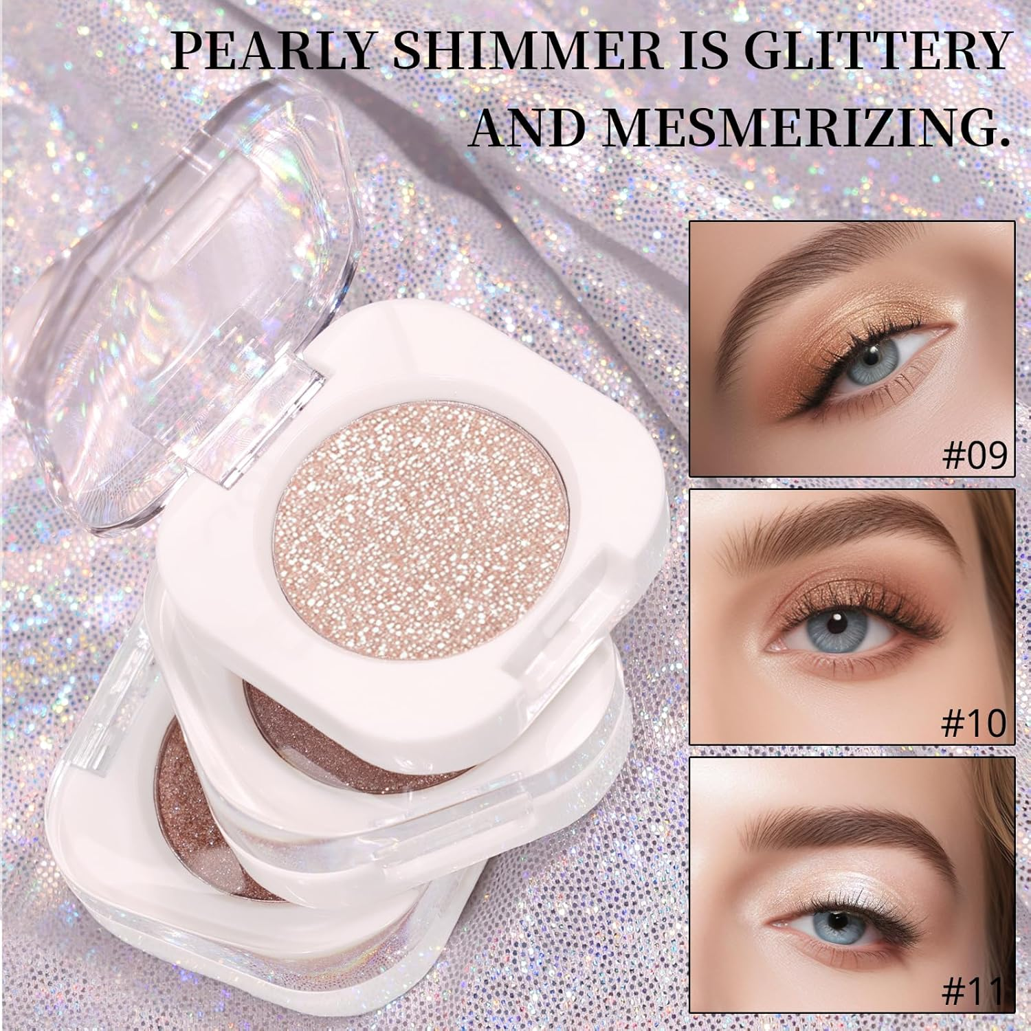 DAGEDA Single Shimmer Eyeshadow,Smooth,High-Pigment Eye Shadow, Sparkly Glitter Eyeshadow Makeup,Long Wear Shimmer Finish Sparkly Eye Makeup(Sun Glow) - Sun Glow image number 5