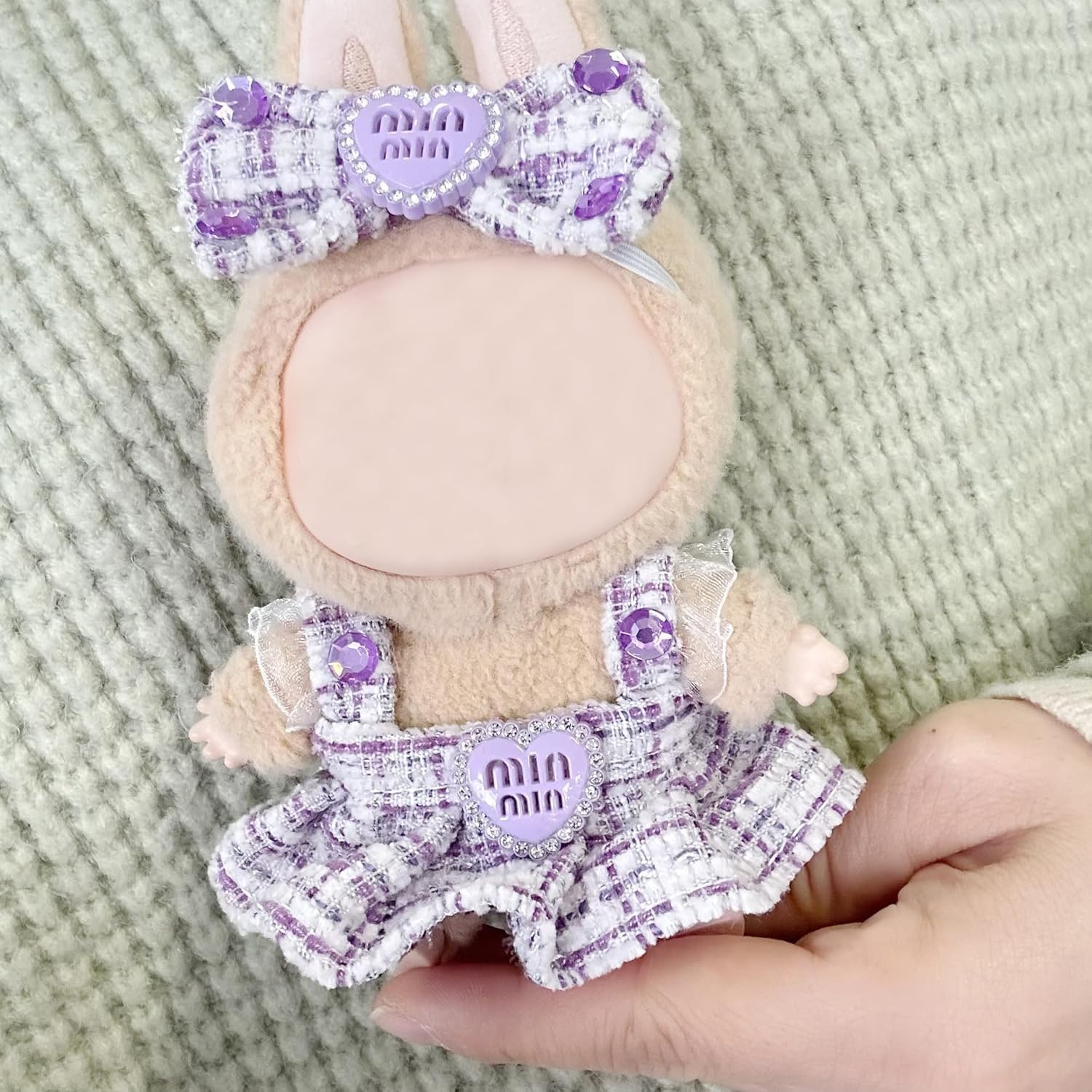 Doll Outfit Clothes Set for Labubu 17Cm, 2 Piece Clothes Set Compatible with Labubu, Fashion Dresses for Labubus Accessories (NO Doll) (Purple) image number 3