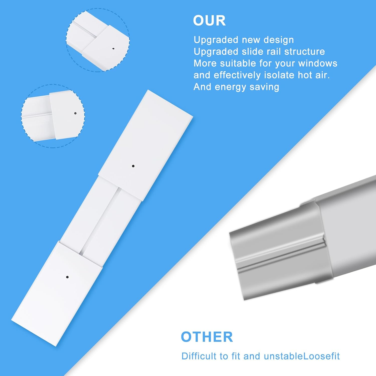Portable Air Conditioner Window Kit, with Universal Mounting Window Gasket Air Conditioning Window Ventilation Kit for Vertical/Horizontal Sliding Window up to 13Cm Outlet Hose image number 6