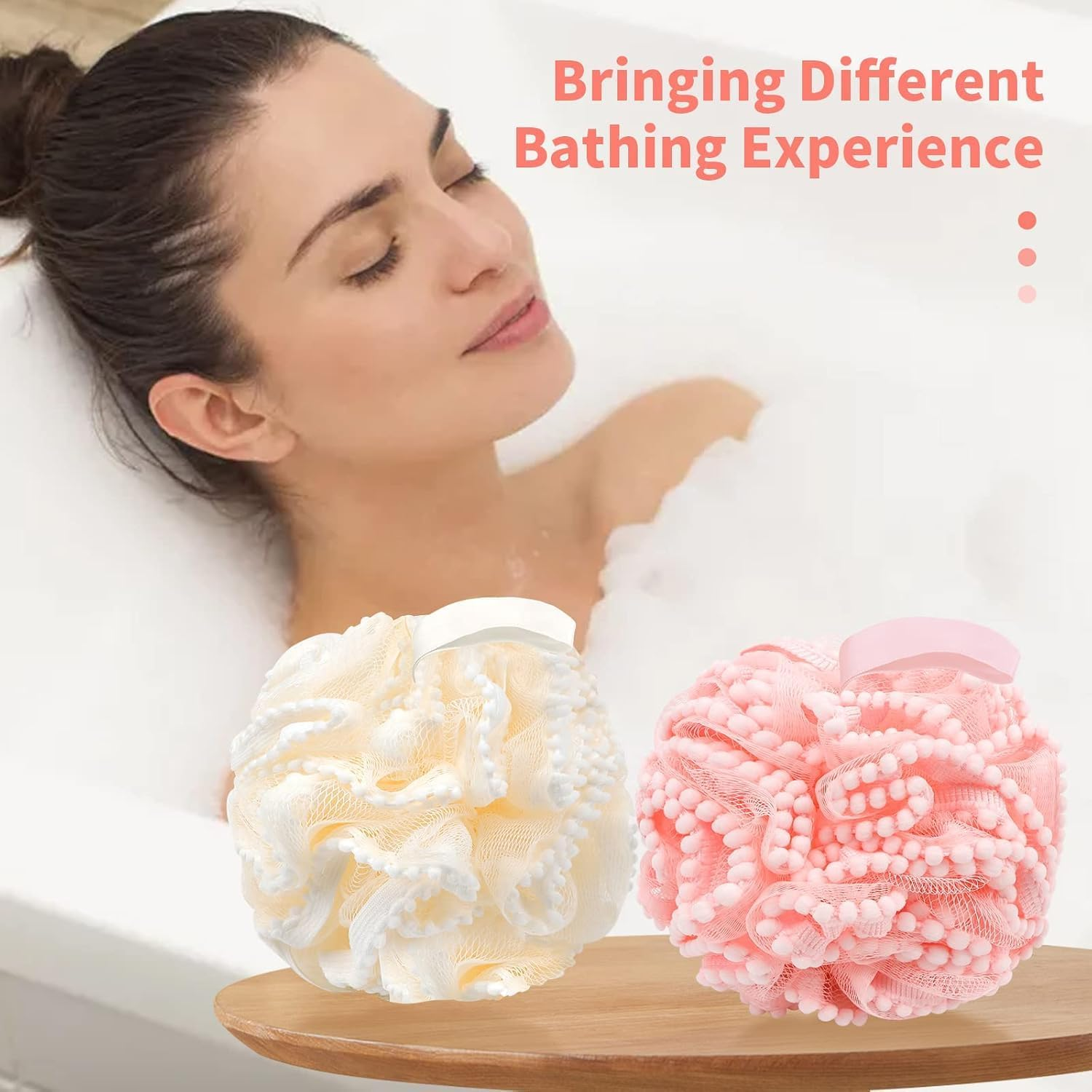 Bath Shower Sponge Soft Mesh Poufs Shower Loofah Ball Body Wash Scrubber Bath Sponge for Women and Men Soothing Face & Body Exfoliator (2Pcs 60G Luxury)