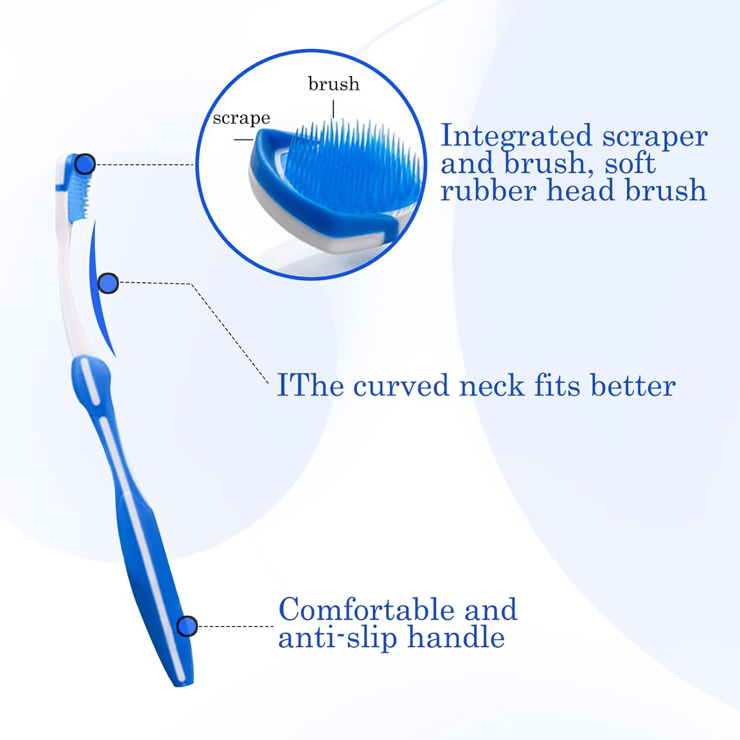 Tongue Scraper, Tongue Cleaner, 3 Pcs Tongue Scrapers, Silicone Oral Brush Fight Bad Breath, Oral Care Individual Pack for Adults for Remove the Gunk and Breath Feeling Fresh (Blue & Orange & Red)​