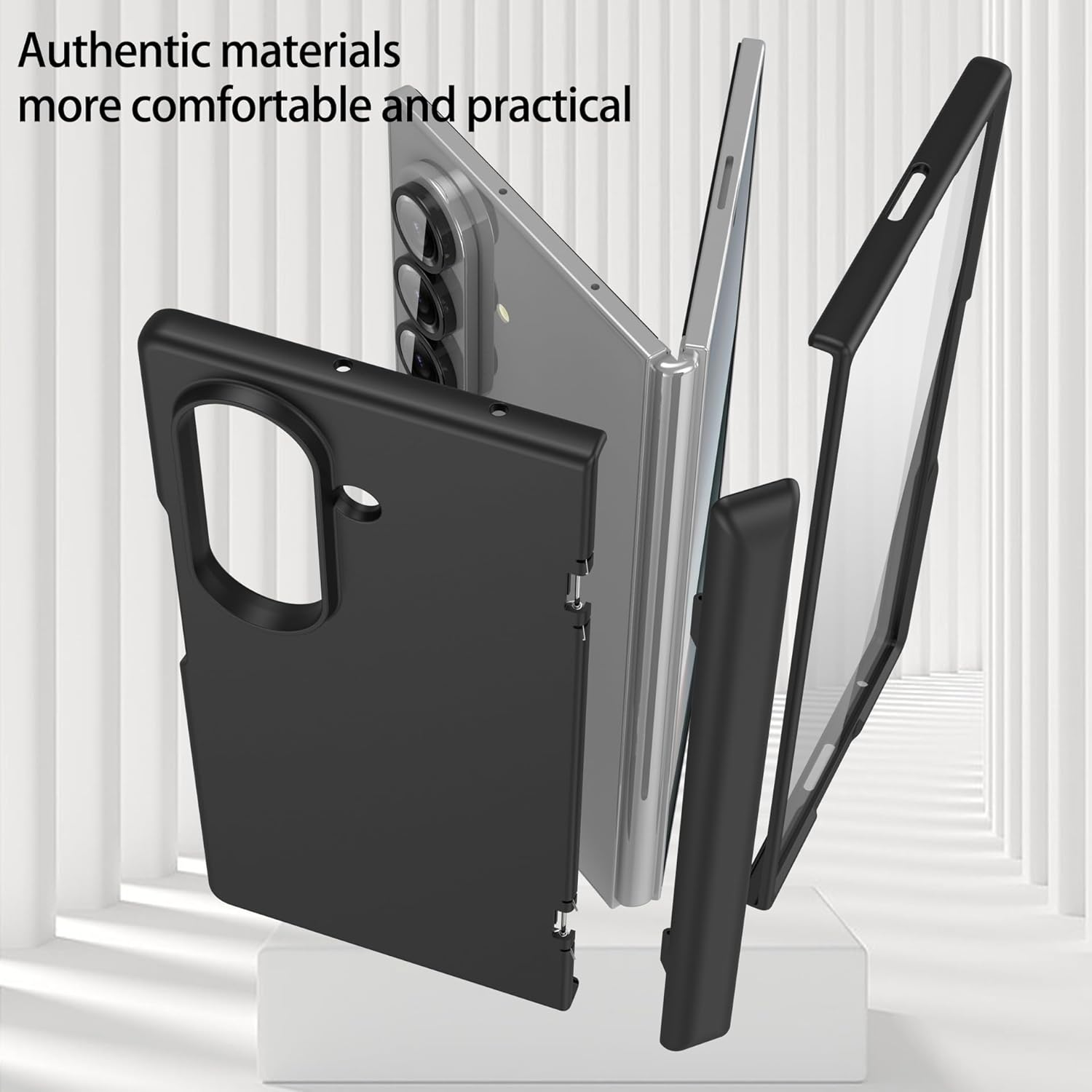 Vrythn for Z Fold 7 Case with Screen Protector, Compatible with Wireless Charging, Full-Body Coverage Hinge Protection, Shockproof Rugged Phone Case for Galaxy Z Fold7, Transparent - Black image number 6