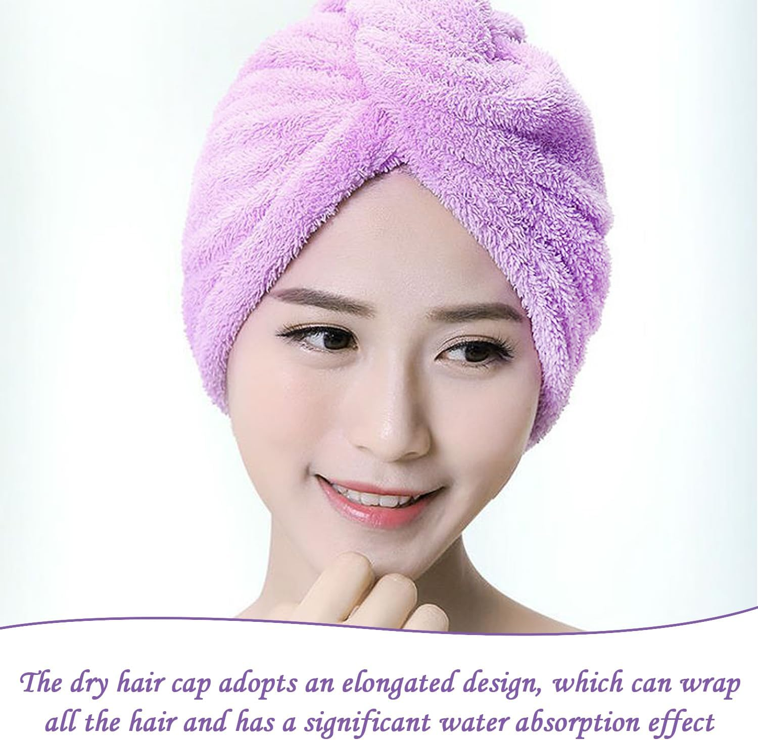 UDNFHL Pack of 2 Purple Dry Hair Caps and 2 Hair Rings, Water-Absorbing Shower Cap, Soft and Comfortable Dry Hair Cap, Bath Accessories.