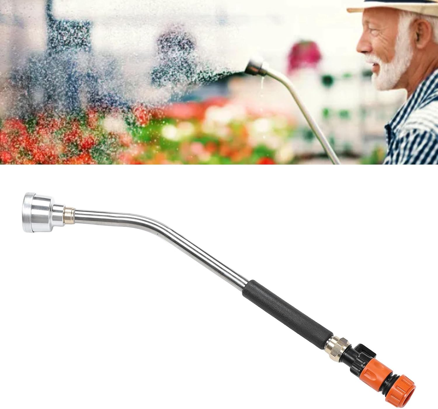 Garden Hose Watering Wand Long Nozzle Sprayer for Plants and Lawn, Easy Press Switch, for Garden Accessory (60CM) image number 2