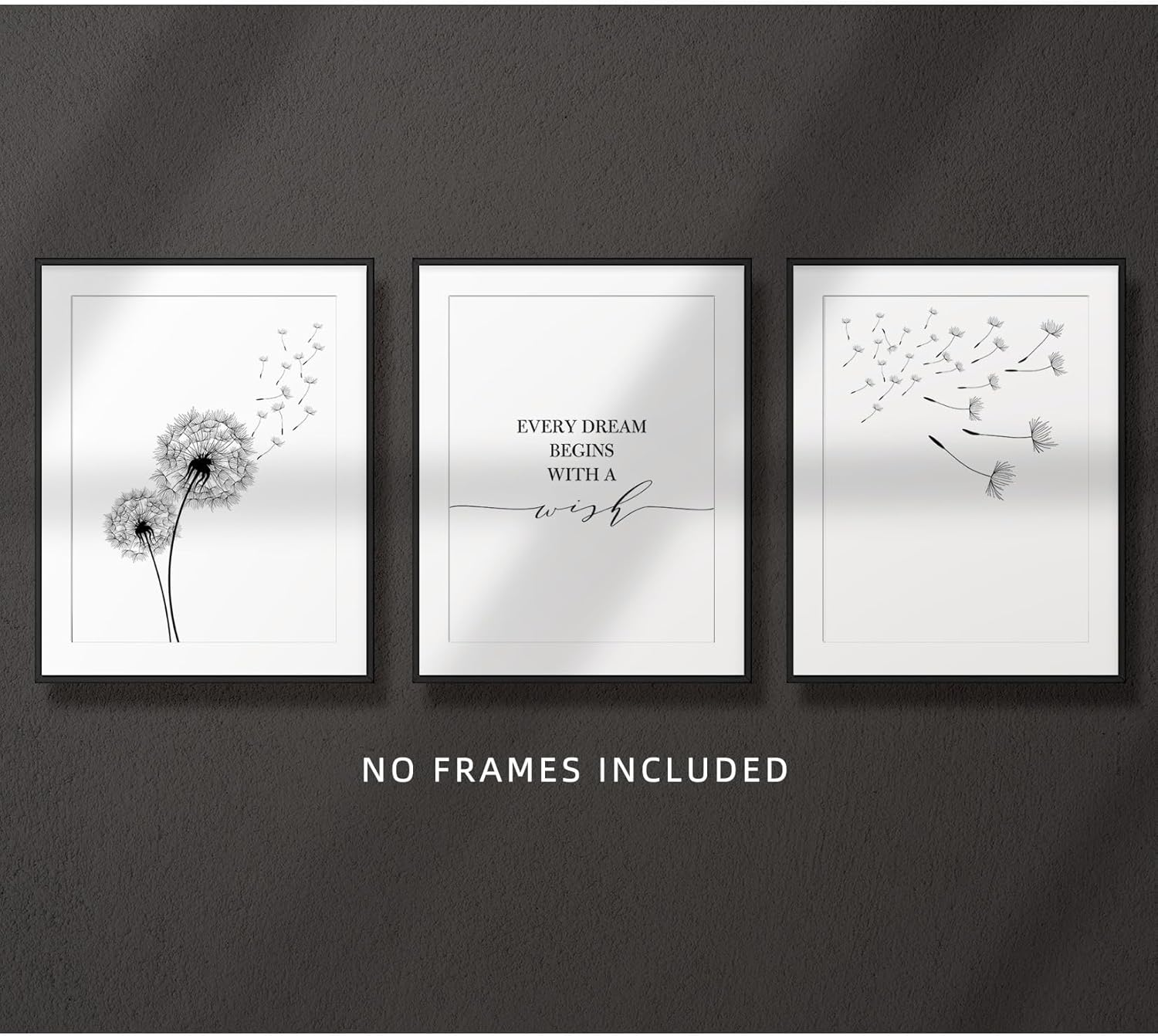 Dandelion Plant Decor Posters for Bedroom, 8X10 Canvas Prints Unframed Set of 3, Black and White Wall Art for Living Room Poster image number 6