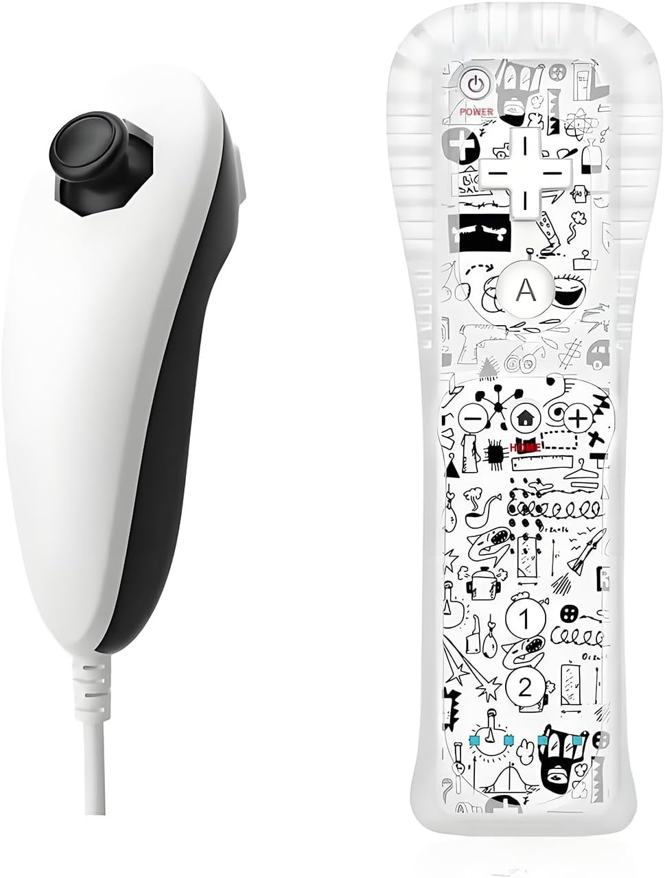 QUMOX Wii Remote Controller and Nunchuck Black Compatible for Wii/Wii U Console (Motion plus Not Included) image number 1