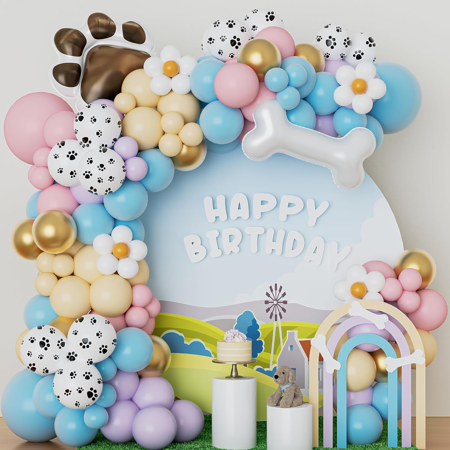 BALONAR Paw Balloons Garland Arch Kit with 148PCS Pink Blue Bone Dog Paw Balloons for Boys Girls Baby Shower Blue Theme Birthday Party Decorations (Pink) image number 2