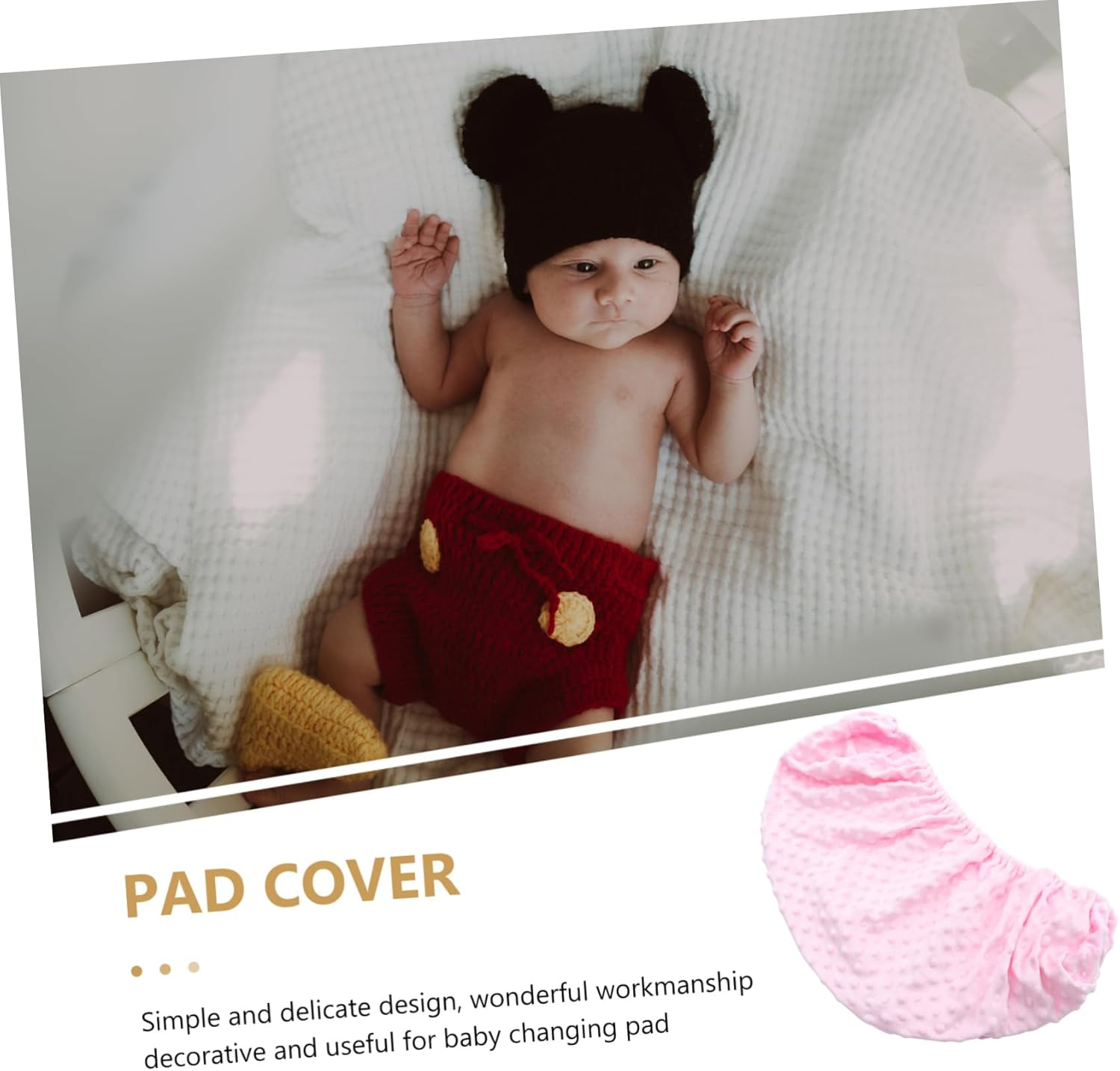 TOYANDONA Pink Chemical Fiber Newborn Changing Pad Cover Changing Pad Liners Washable Changing Pad Cover Waterproof Neutral image number 2