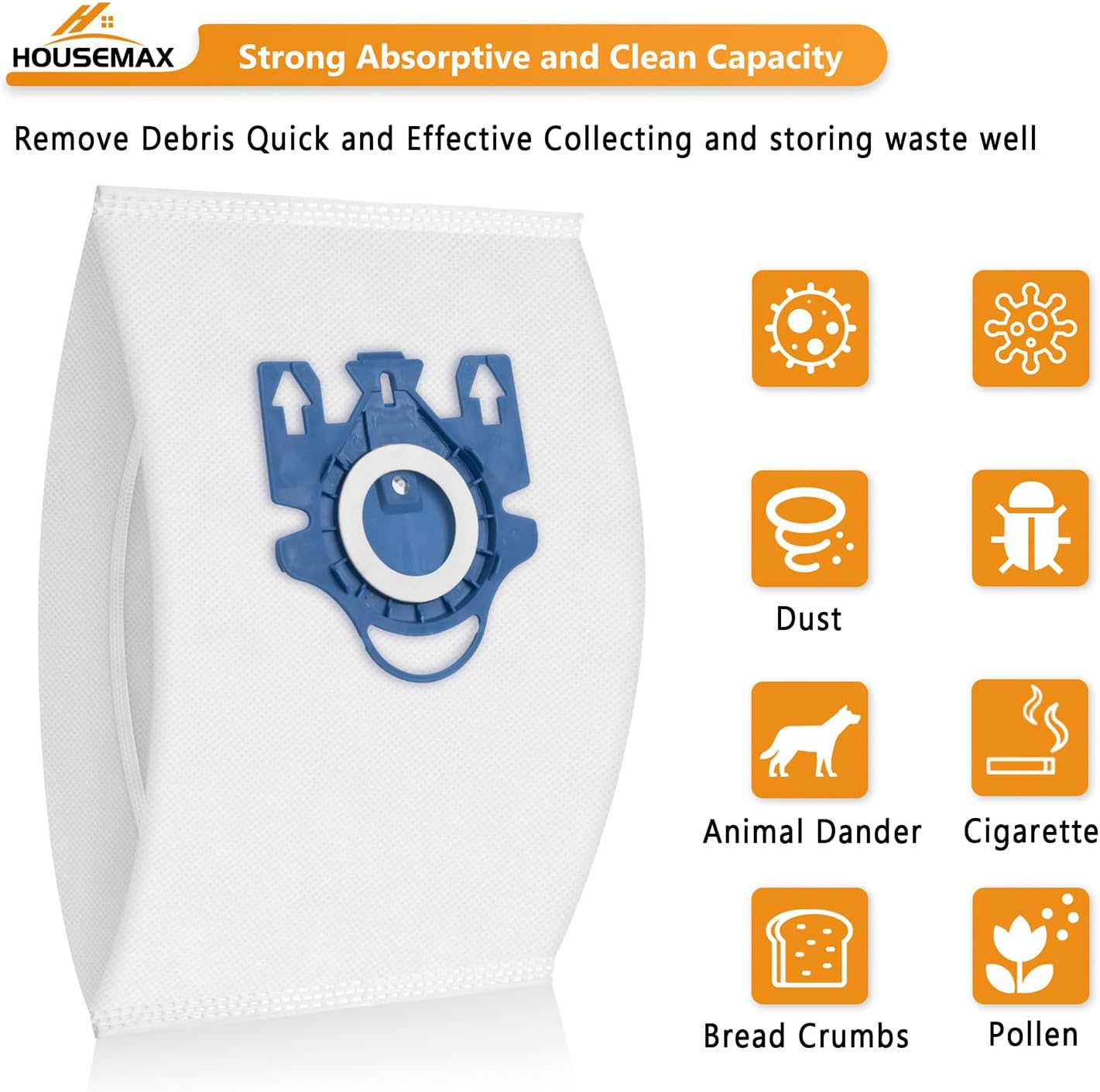 6 Packs Type GN 3D Airclean Efficiency Dust Bags for Miele Canister Vacuum Cleaner Classic C1 Complete C2 C3 S2 S5 S8 400 600 800 Series, Include 2 Motor Protection Filters and 2 Exhaust Filters image number 1