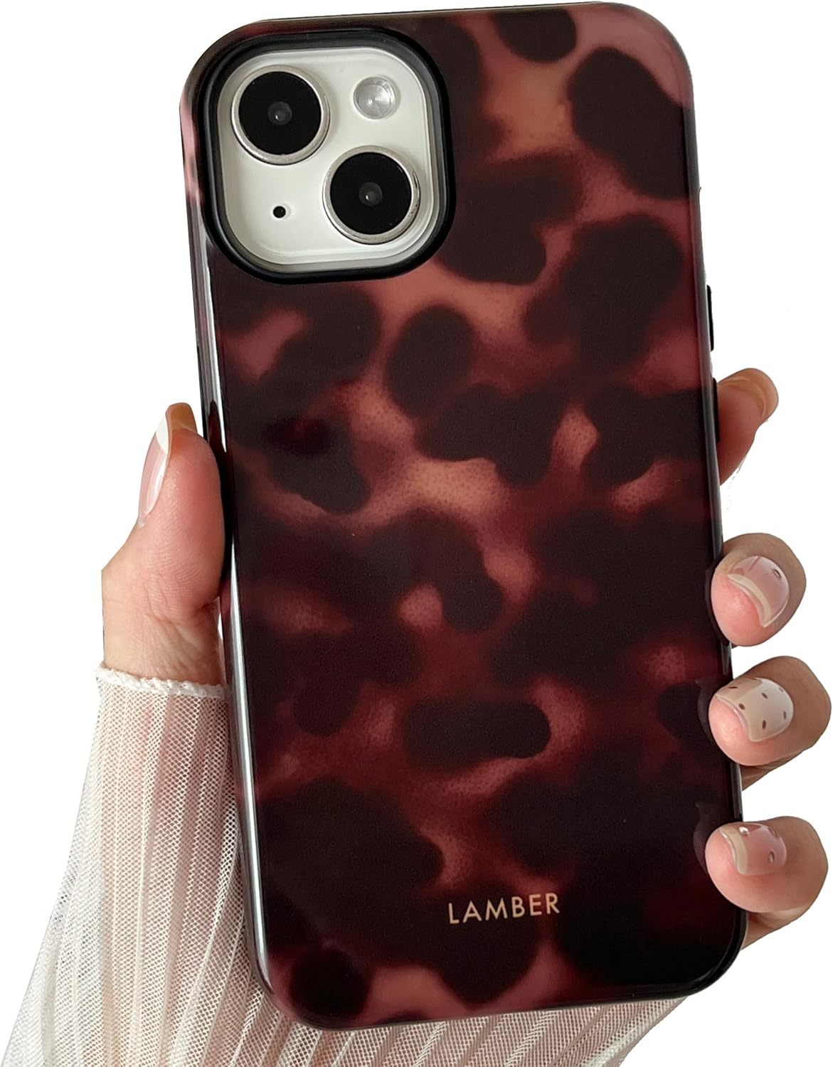 TQLGY for Iphone 13/Iphone 14 Case, Cute Tortoise Shell Leopard Brown Amber Phone Case Shockproof Slim Soft TPU and Hard PC Protective Cover for Women Girls image number 2